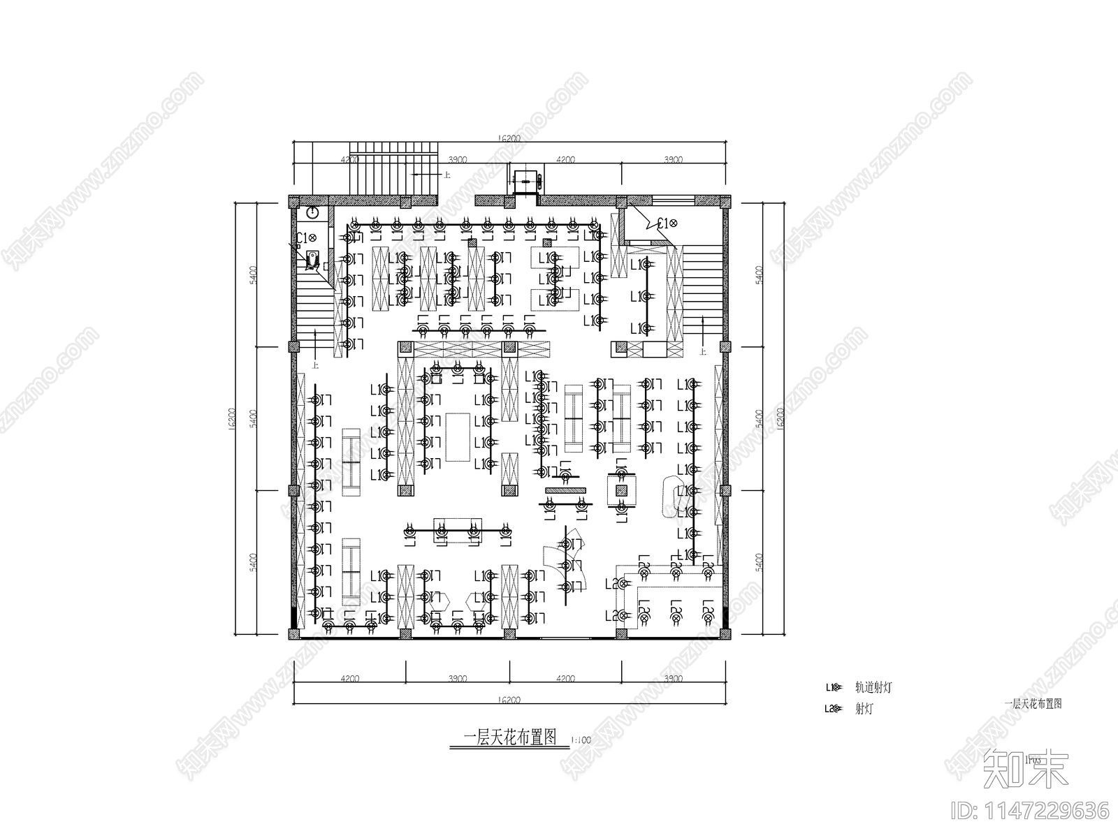 现代书店装修室内cad施工图下载【ID:1147229636】