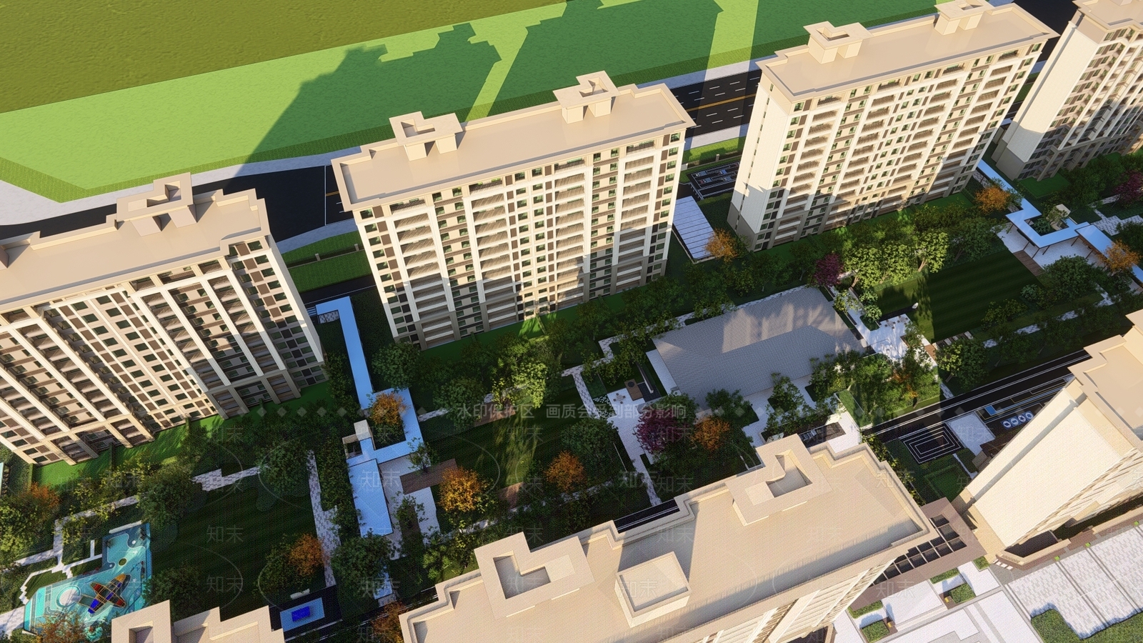 现代小区住宅景观SU模型下载【ID:1147229994】