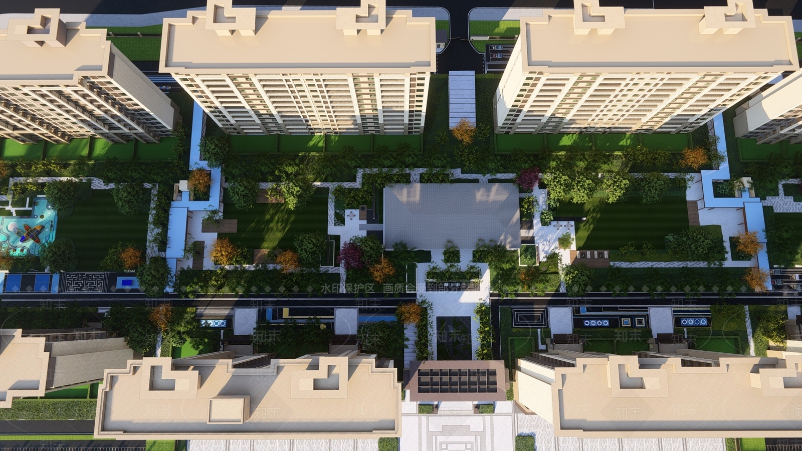 现代小区住宅景观SU模型下载【ID:1147229994】