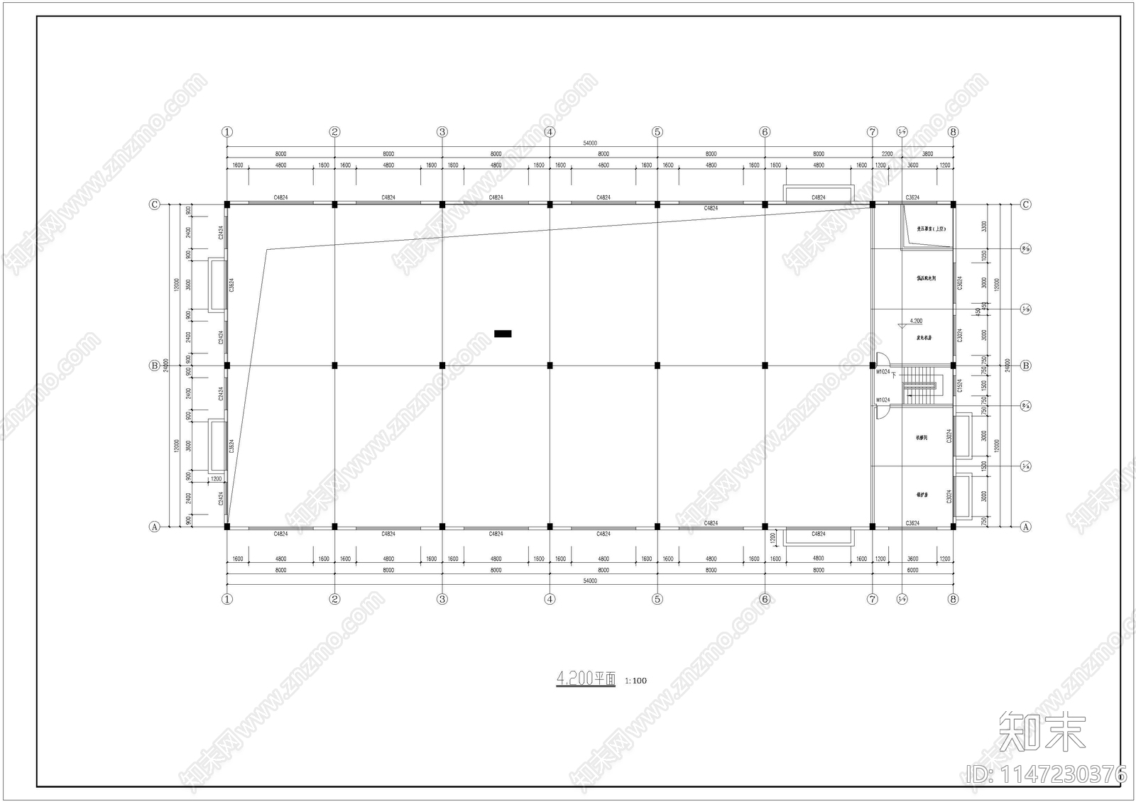 电镀车间建筑cad施工图下载【ID:1147230376】