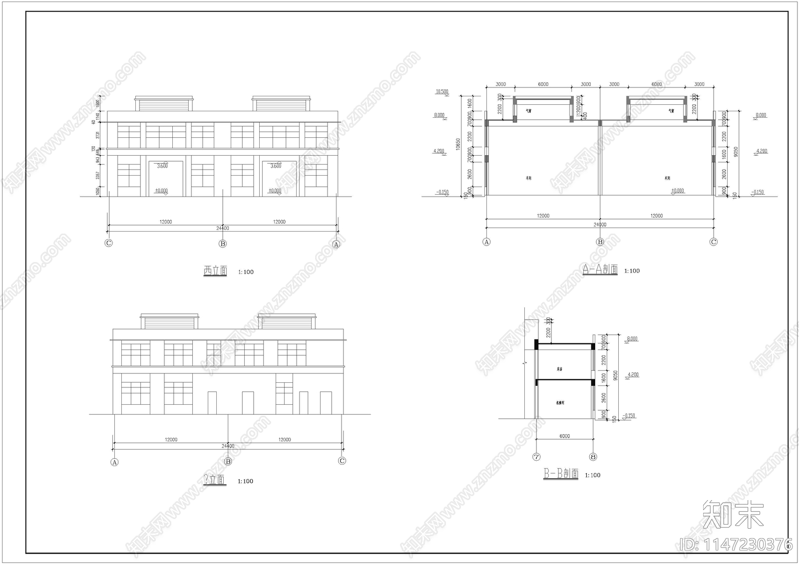 电镀车间建筑cad施工图下载【ID:1147230376】