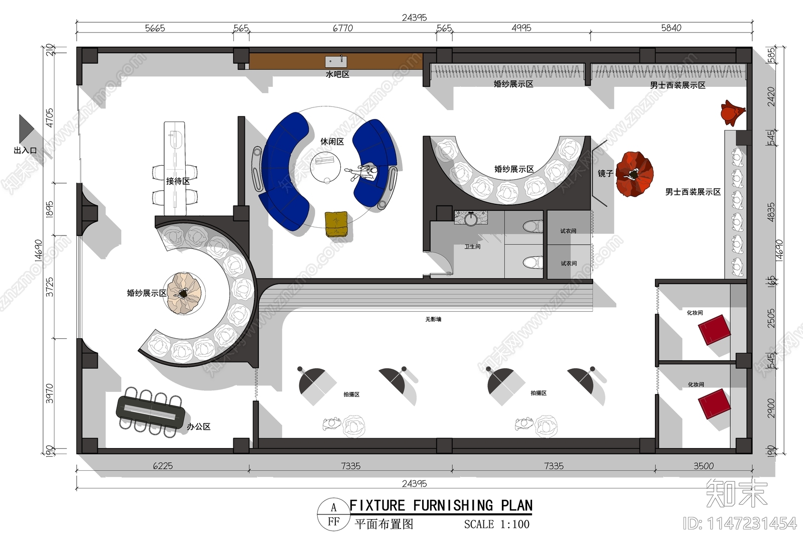 现代婚纱馆施工图下载【ID:1147231454】