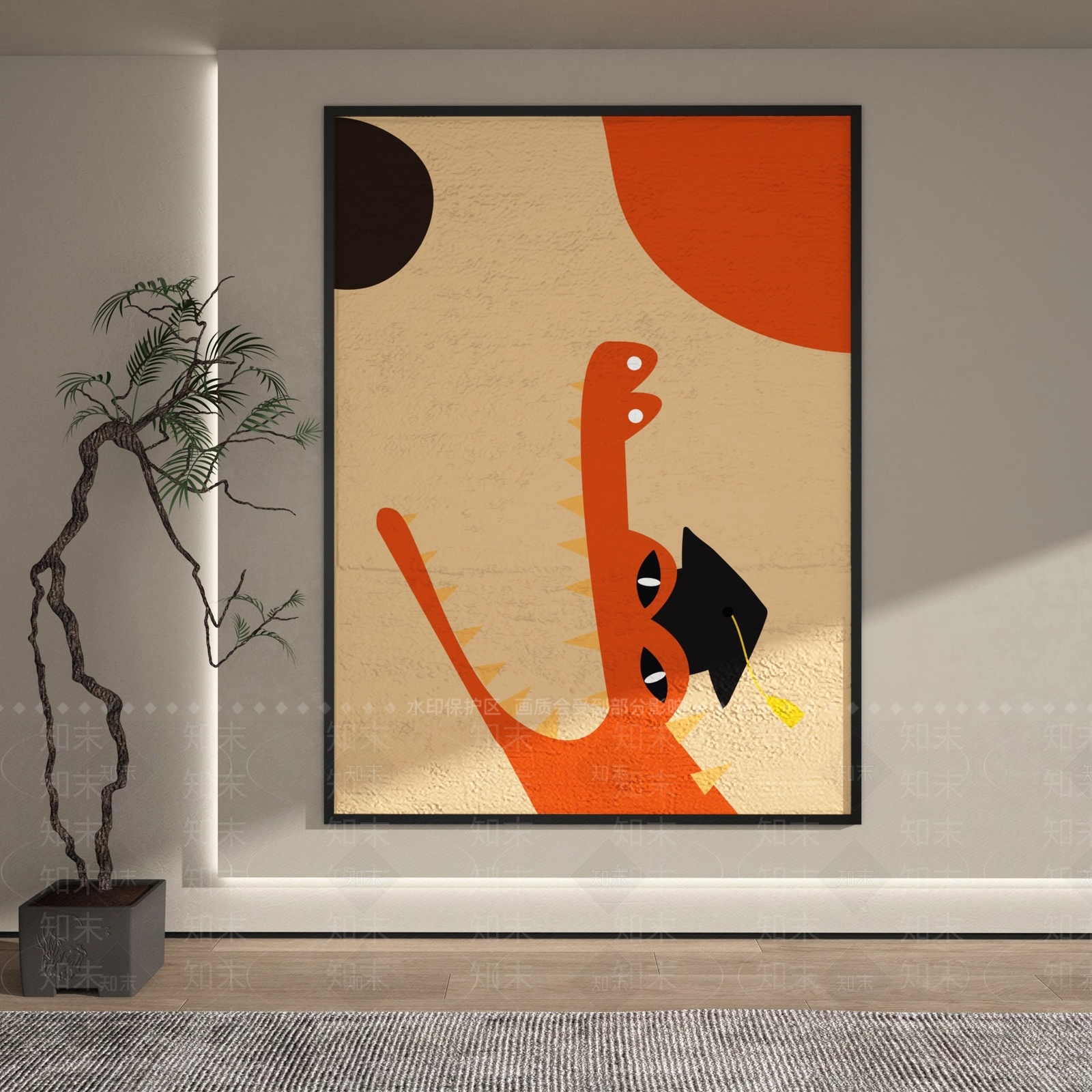 现代简约抽象鳄鱼装饰画3D模型下载【ID:1147233018】