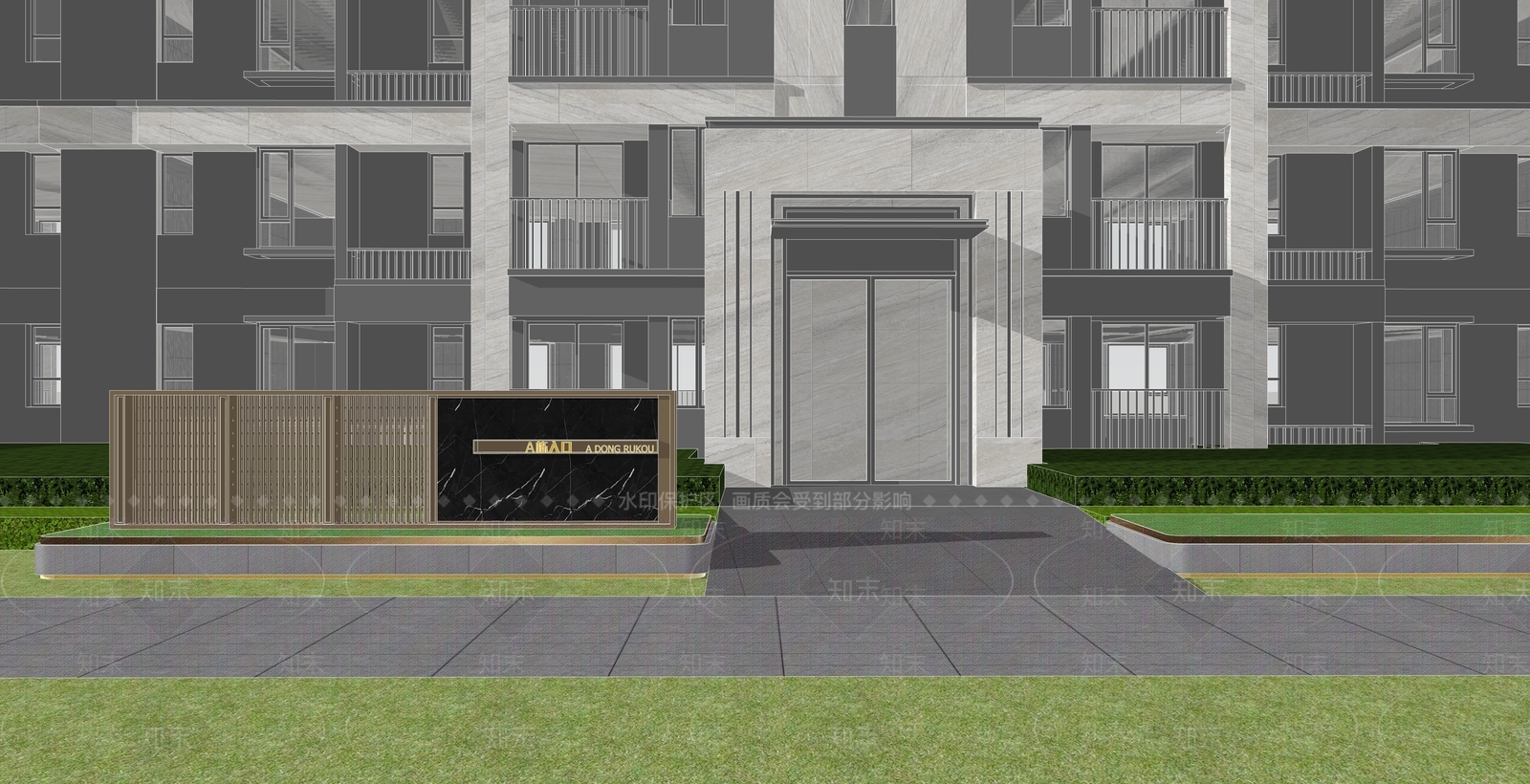 现代入户景墙SU模型下载【ID:1147233472】