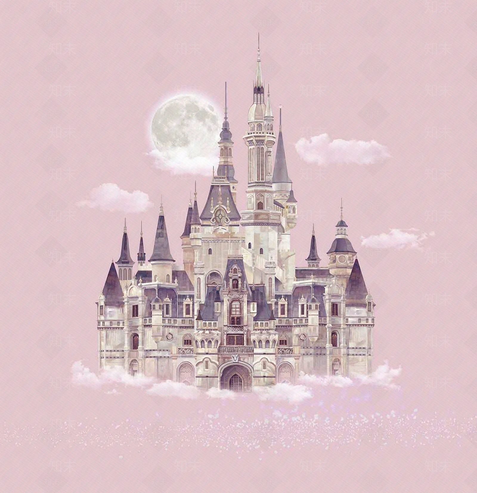 梦幻城堡淡粉色贴图下载【ID:1147233662】