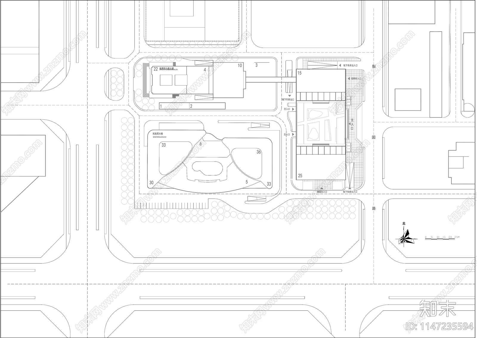 人民检察办公大楼建筑cad施工图下载【ID:1147235594】