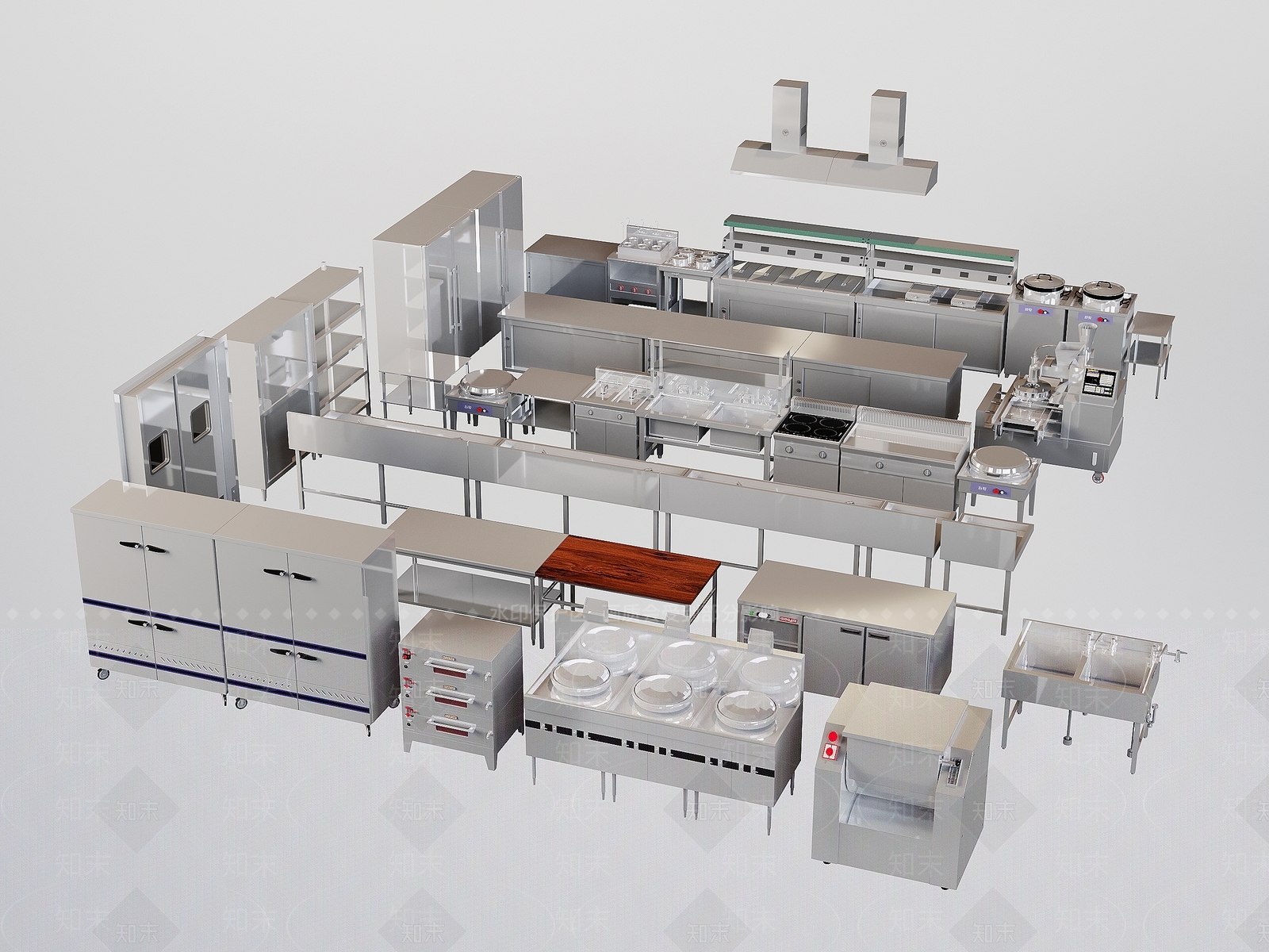 不锈钢厨房设备3D模型下载【ID:1147237722】