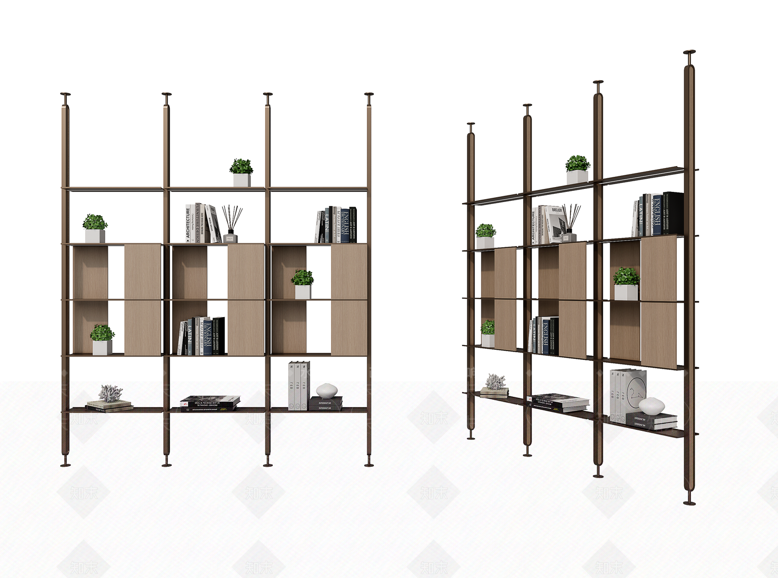现代隔断铁艺书柜SU模型下载【ID:1147242859】