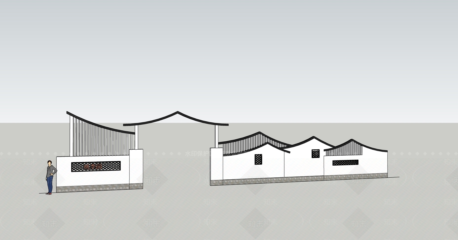 乡村入口标牌设计SU模型下载【ID:1147245904】