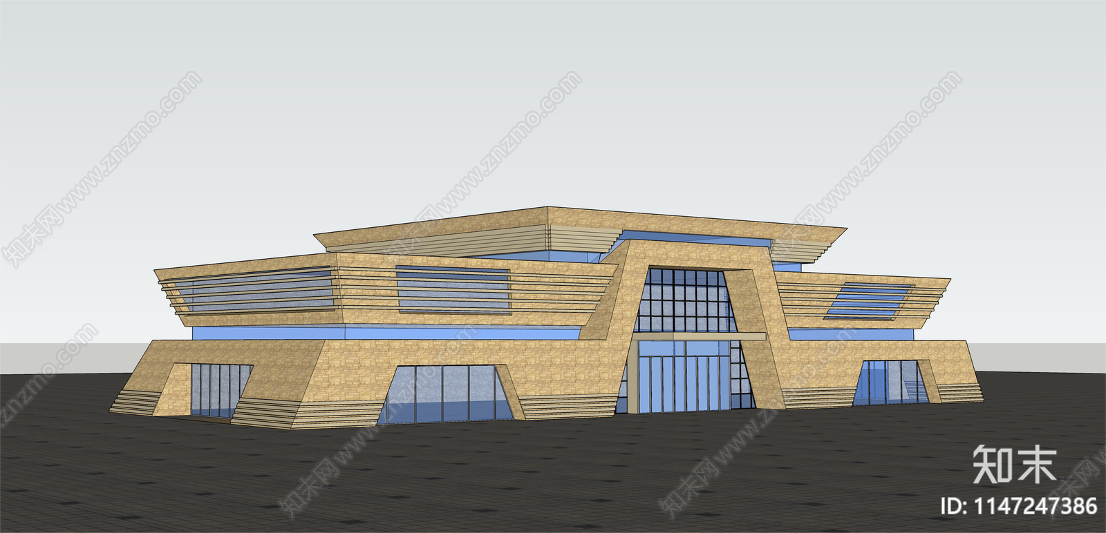 现代式博物馆SU模型下载【ID:1147247386】