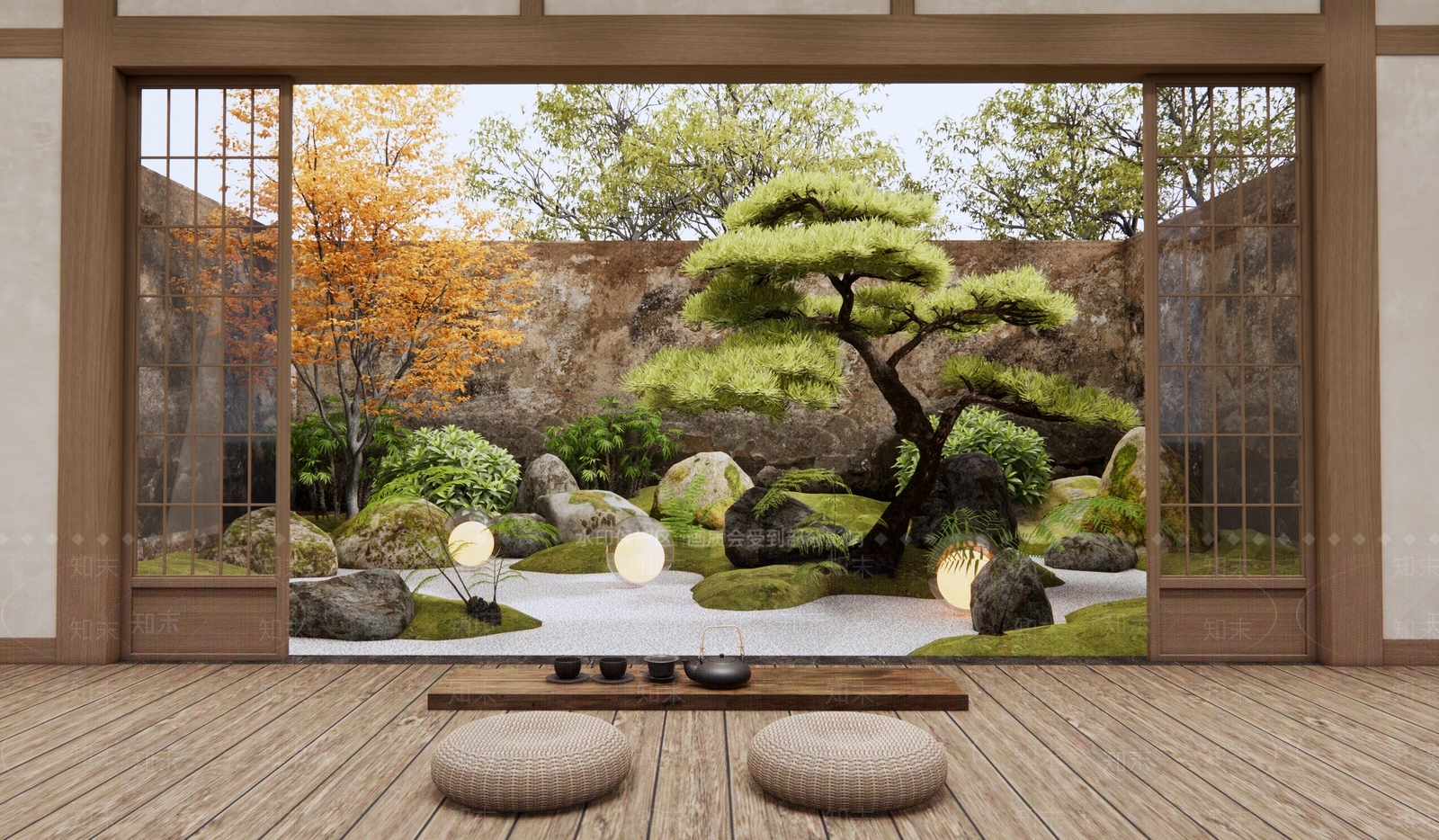 日式庭院景观3D模型下载【ID:1147254634】_知末3d模型网