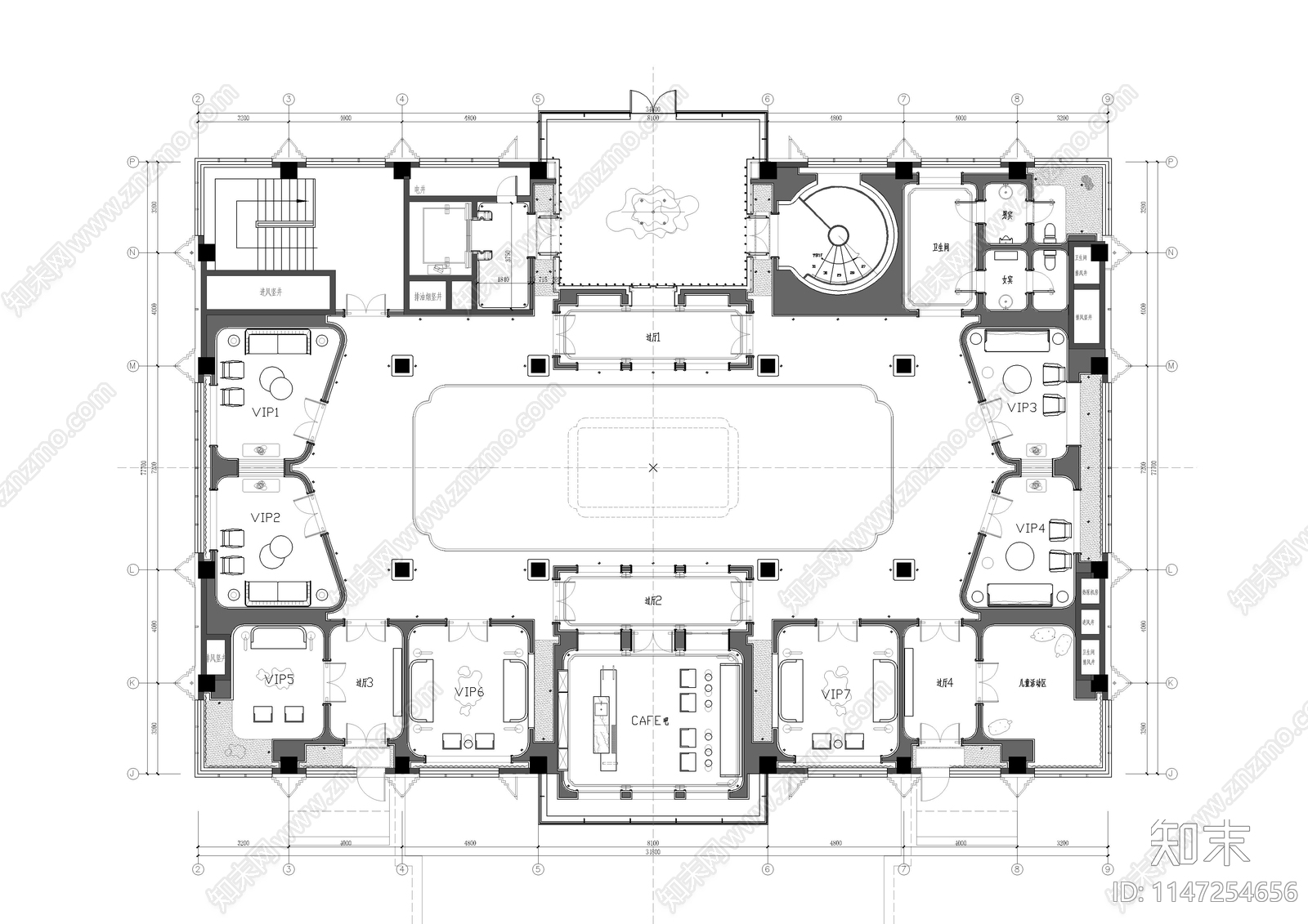 北京会所室内cad施工图下载【ID:1147254656】