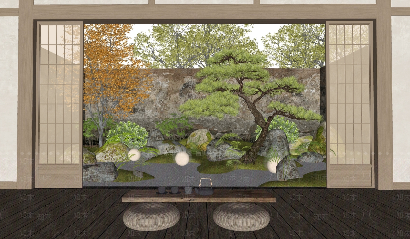 日式庭院景观3D模型下载【ID:1147254634】_知末3d模型网