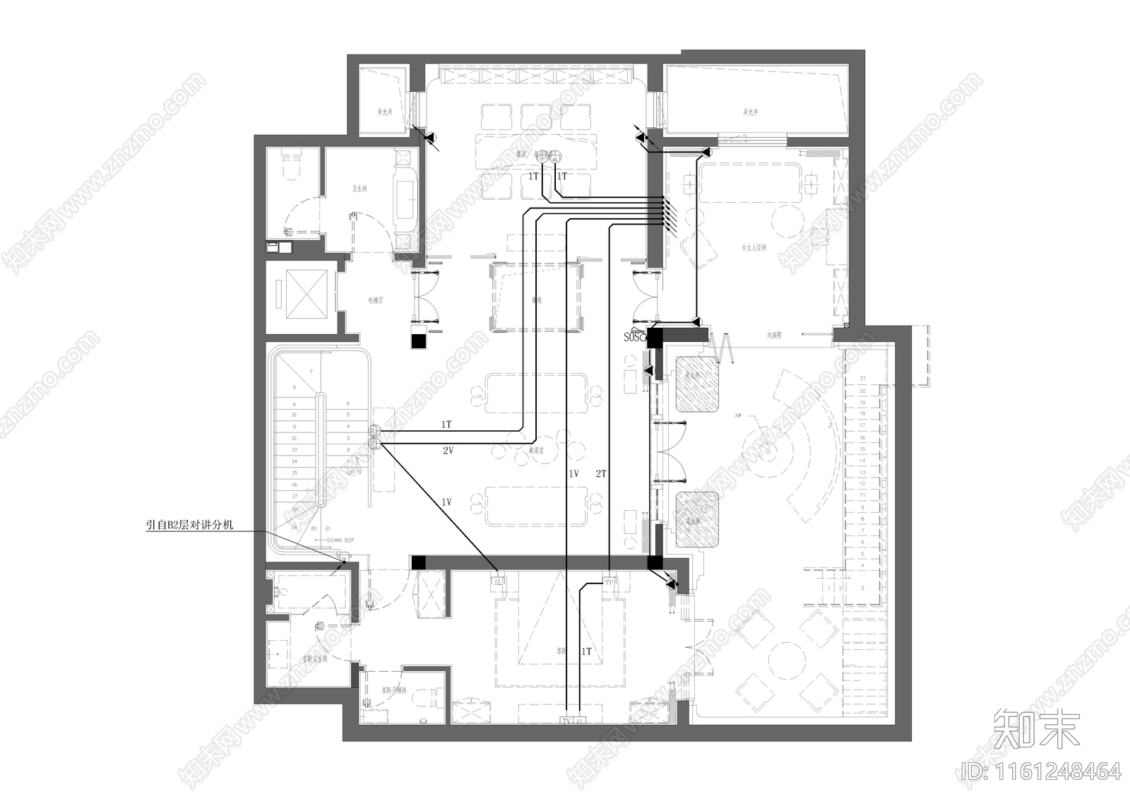 四层别墅电气平面图cad施工图下载【ID:1161248464】