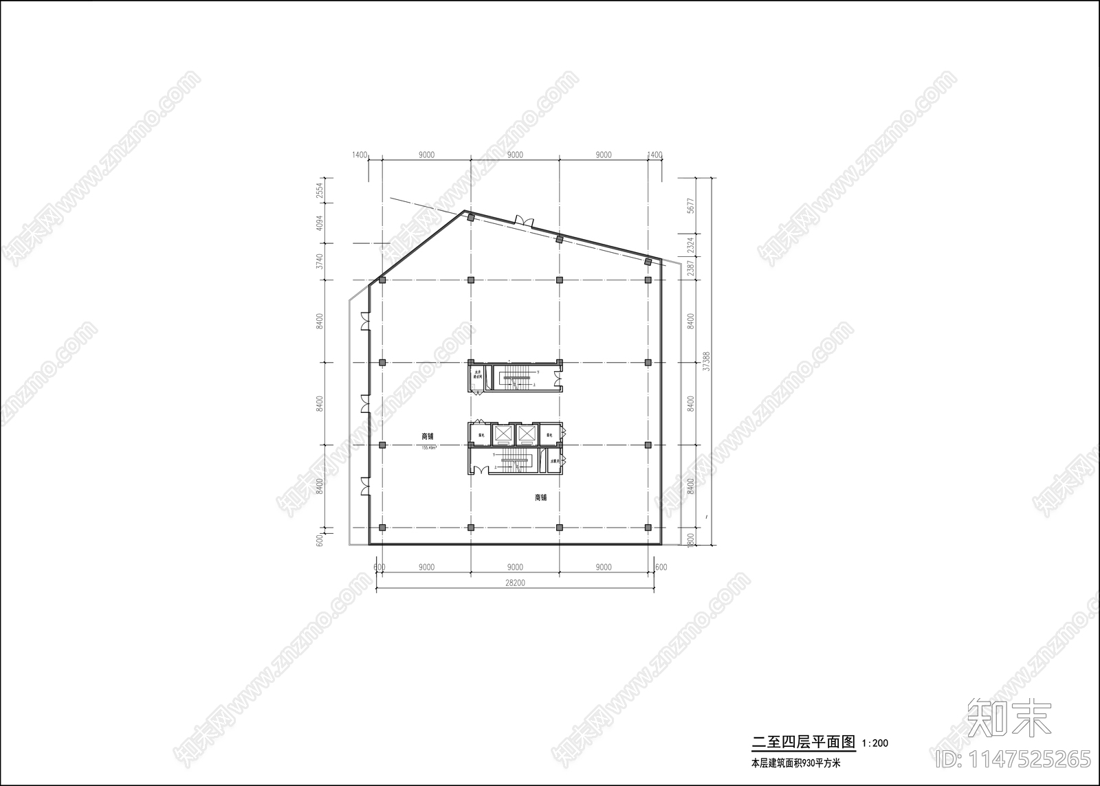 多层办公楼建筑cad施工图下载【ID:1147525265】