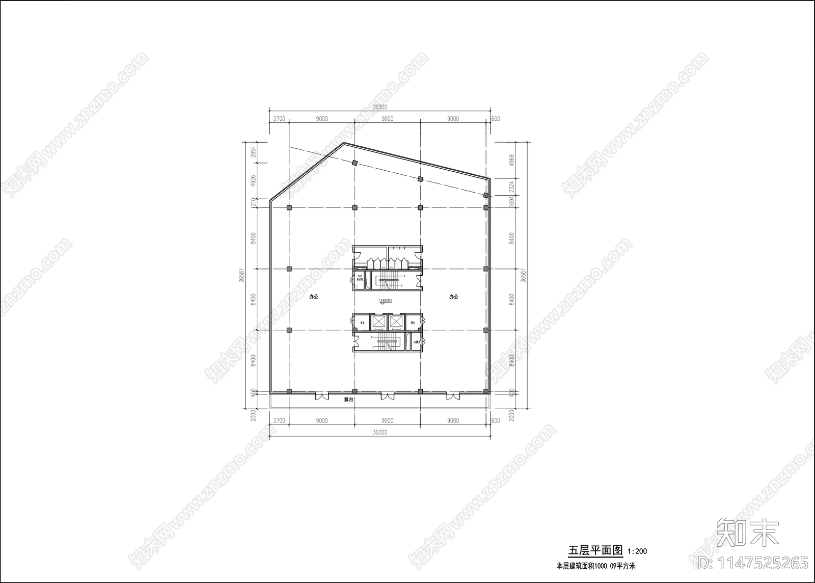 多层办公楼建筑cad施工图下载【ID:1147525265】