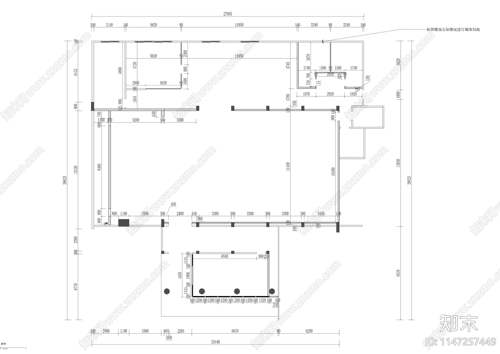 展厅室内cad施工图下载【ID:1147257449】