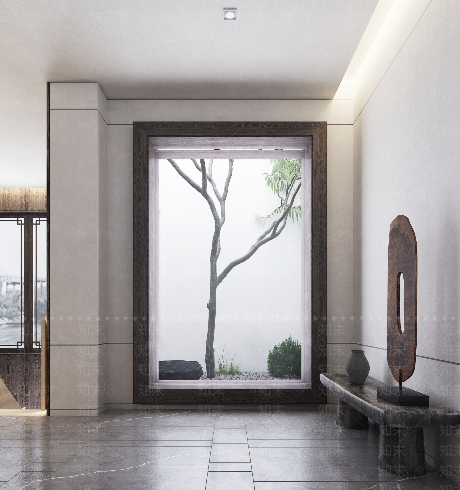 现代侘寂庭院小树3D模型下载【ID:1147264403】