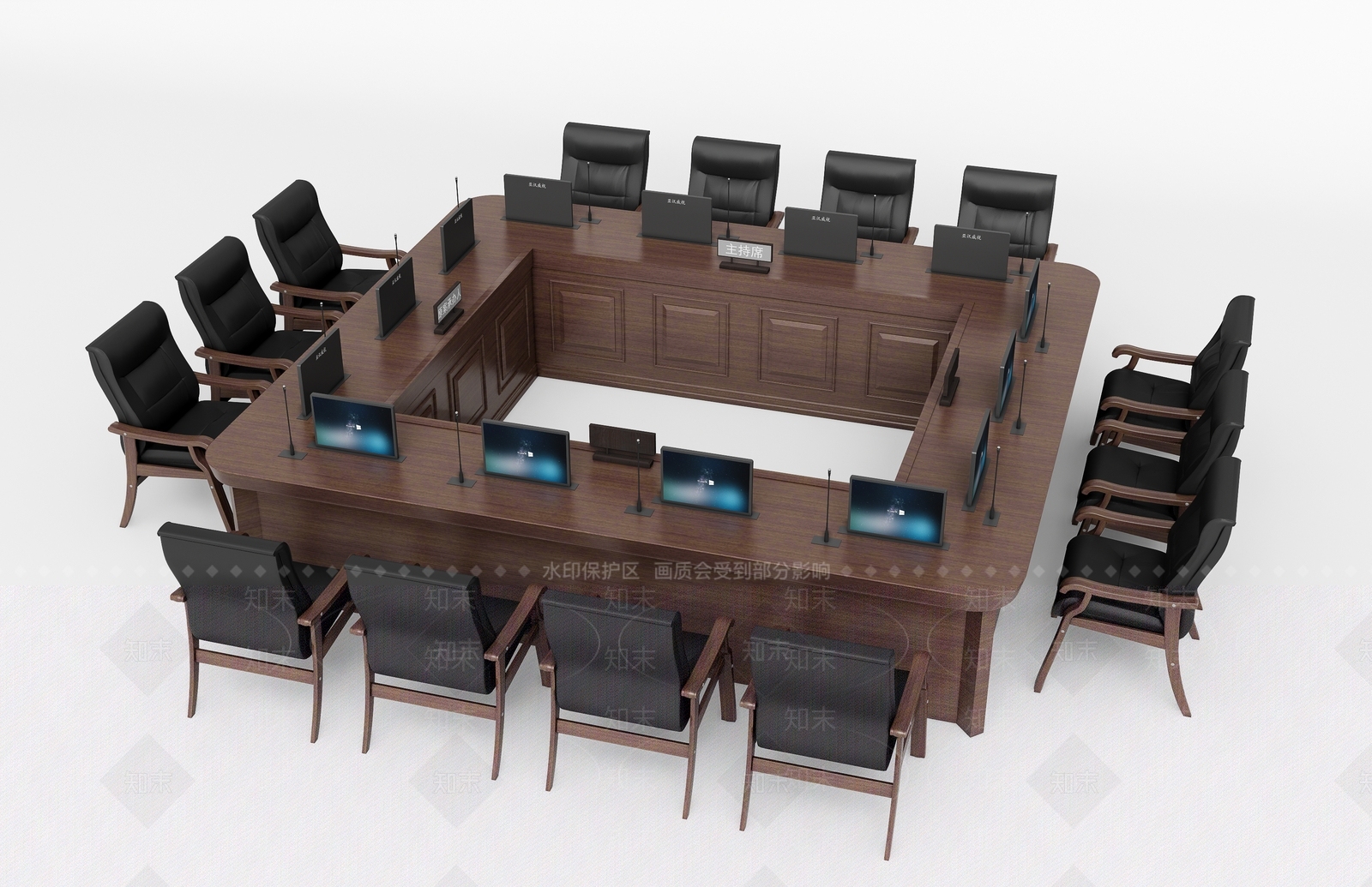 现代会议桌椅组合3D模型下载【ID:1148023003】