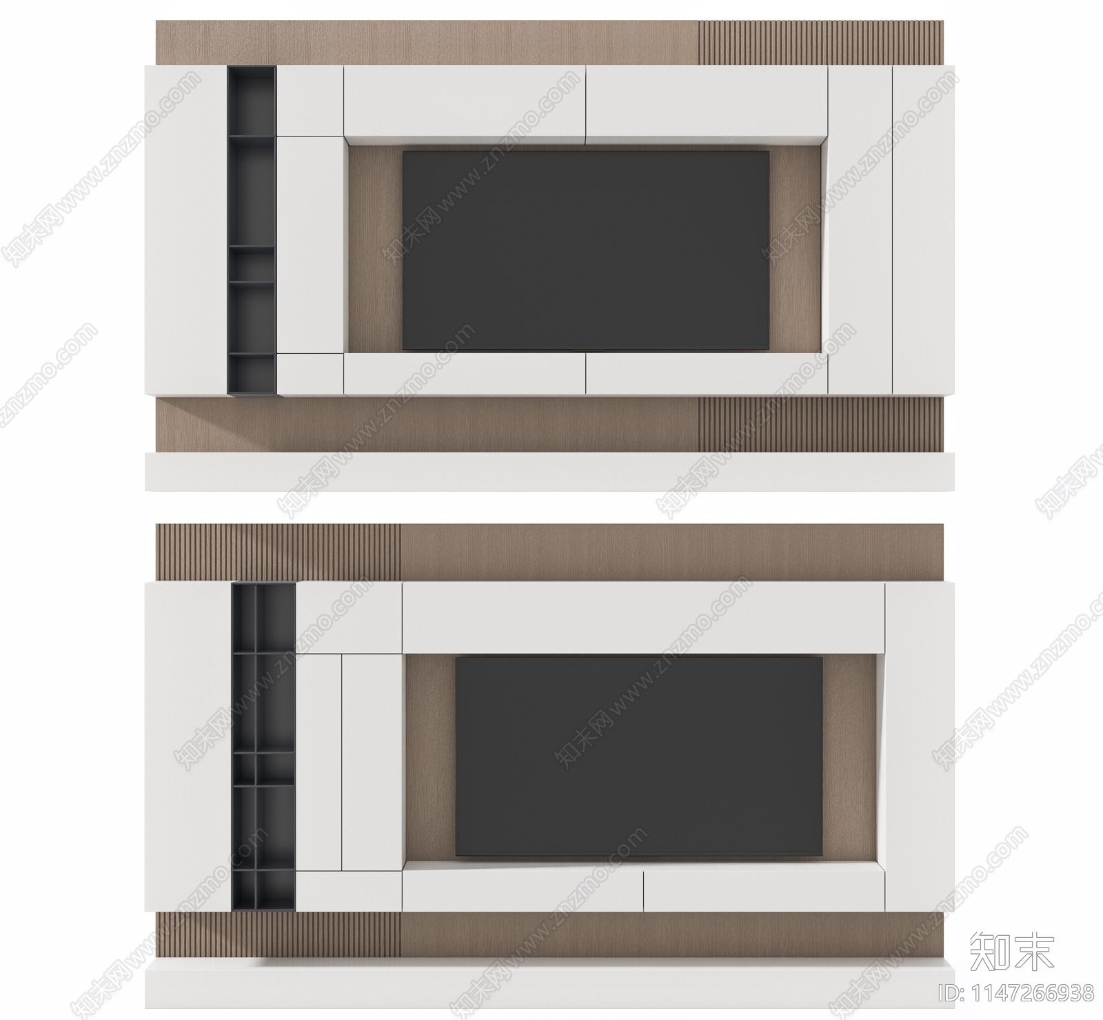 现代电视柜背景墙组合SU模型下载【ID:1147266938】