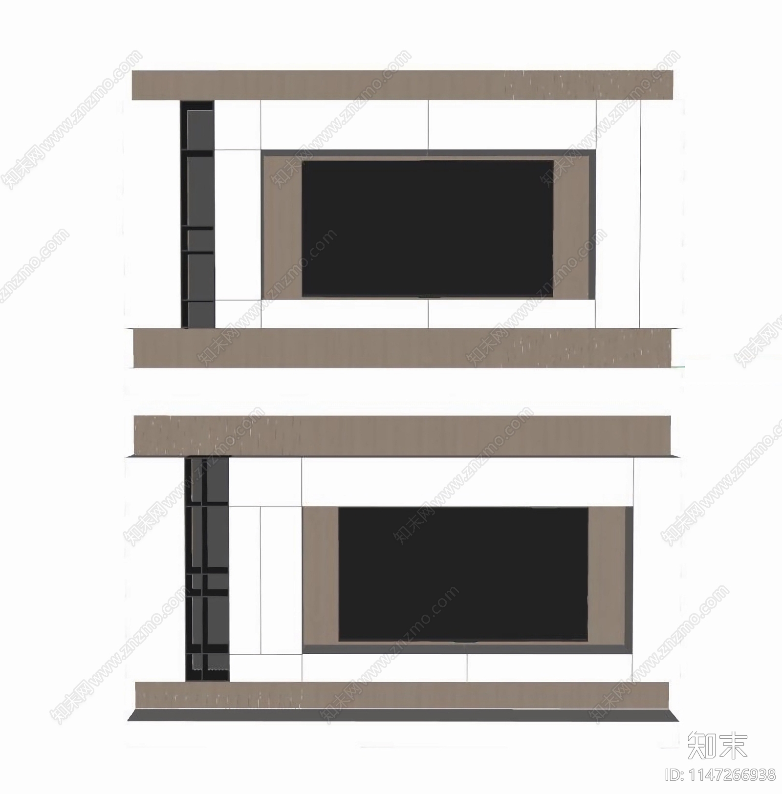 现代电视柜背景墙组合SU模型下载【ID:1147266938】