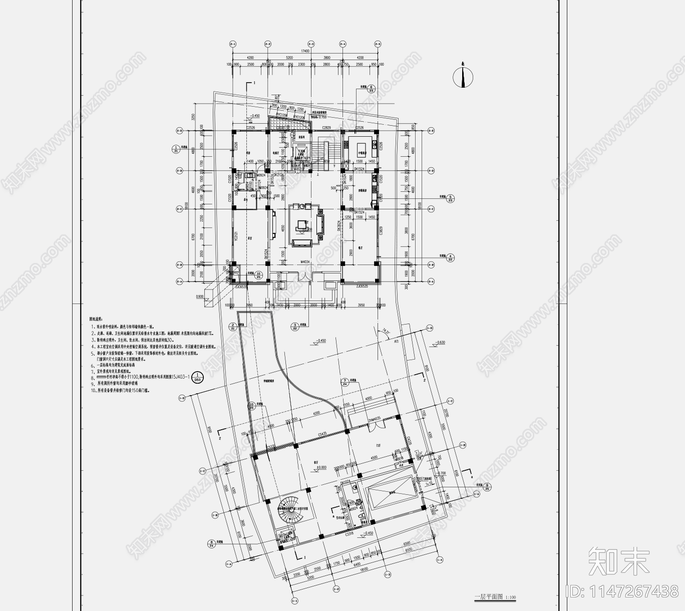 5F4000平现代豪宅别墅cad施工图下载【ID:1147267438】