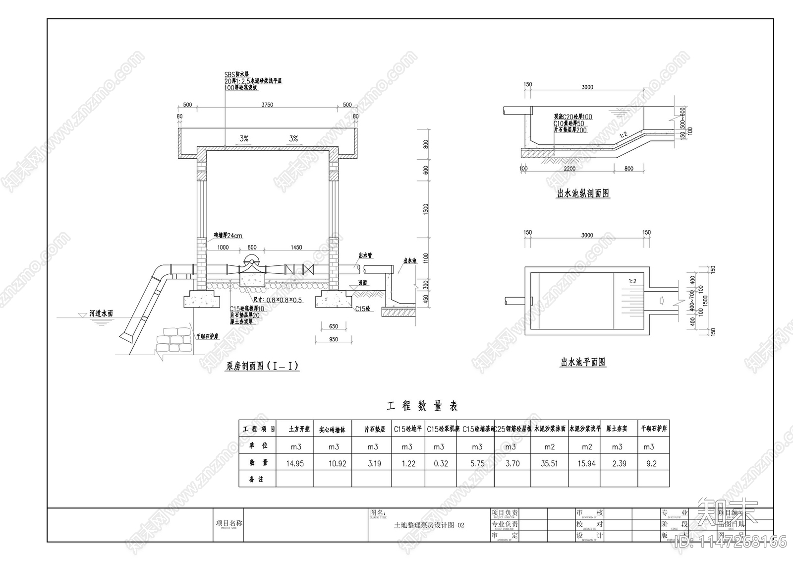 土地整理泵房建筑cad施工图下载【ID:1147268166】