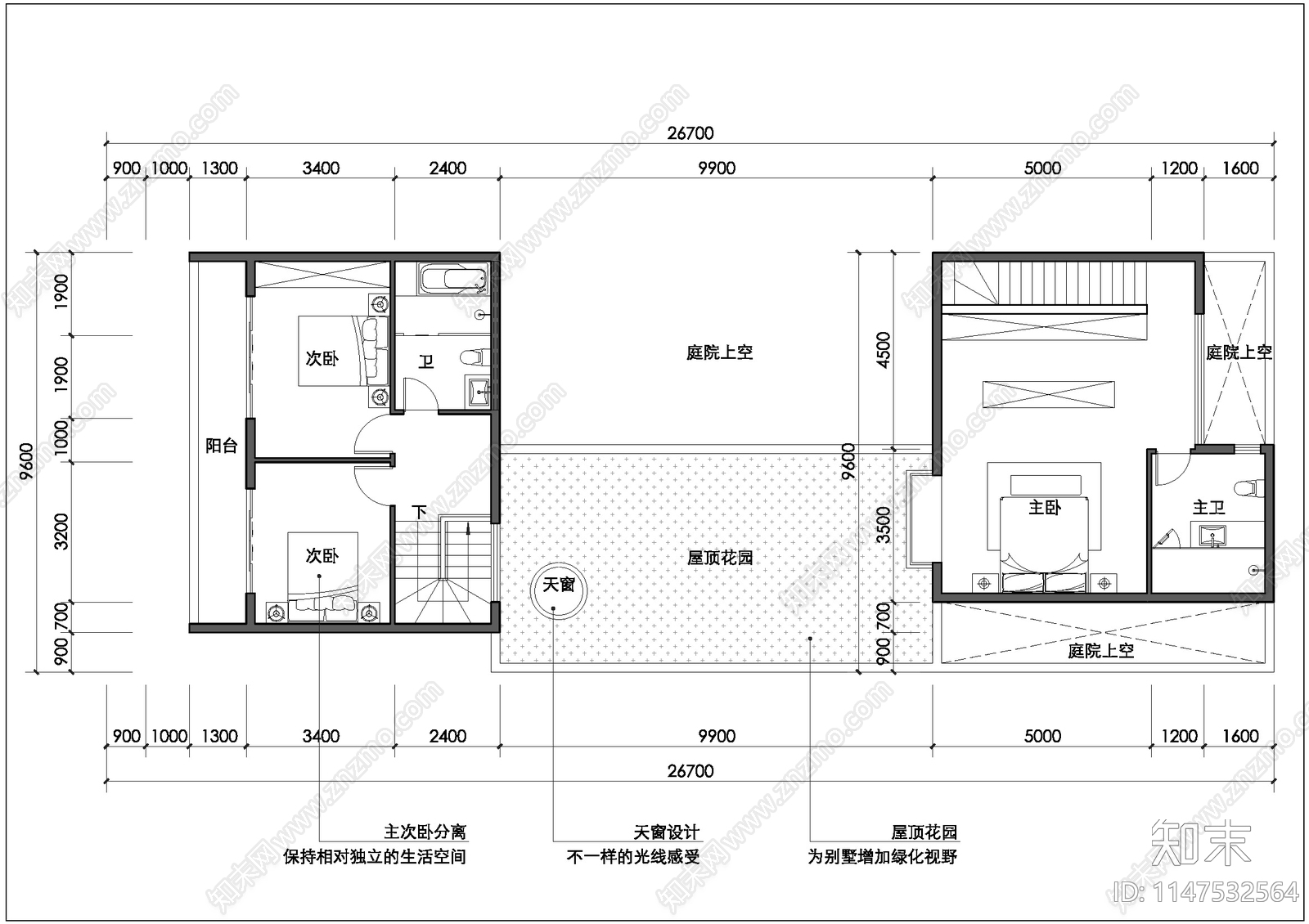 现代别墅室内总平图施工图下载【ID:1147532564】