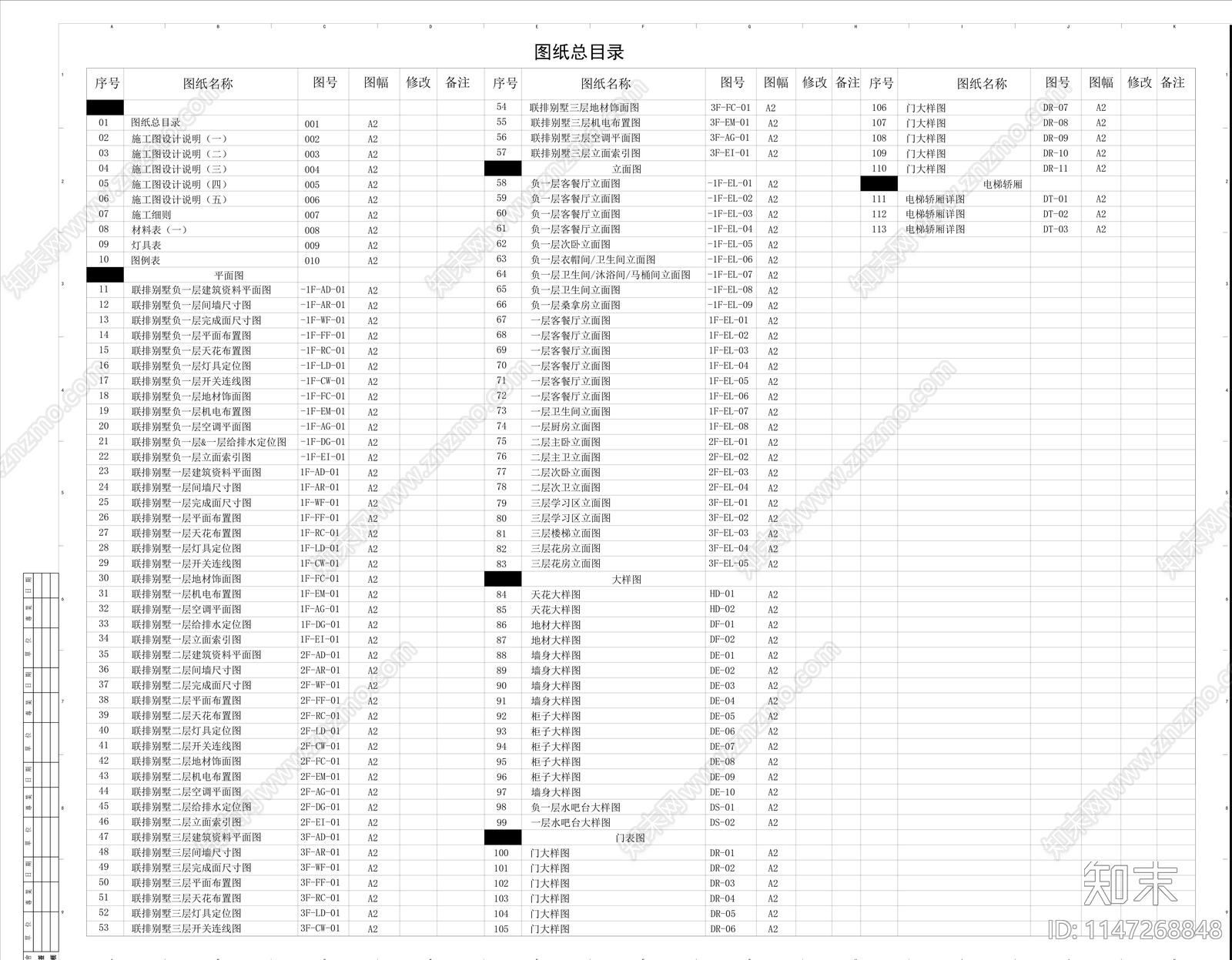 小径湾五期联排别墅施工图下载【ID:1147268848】