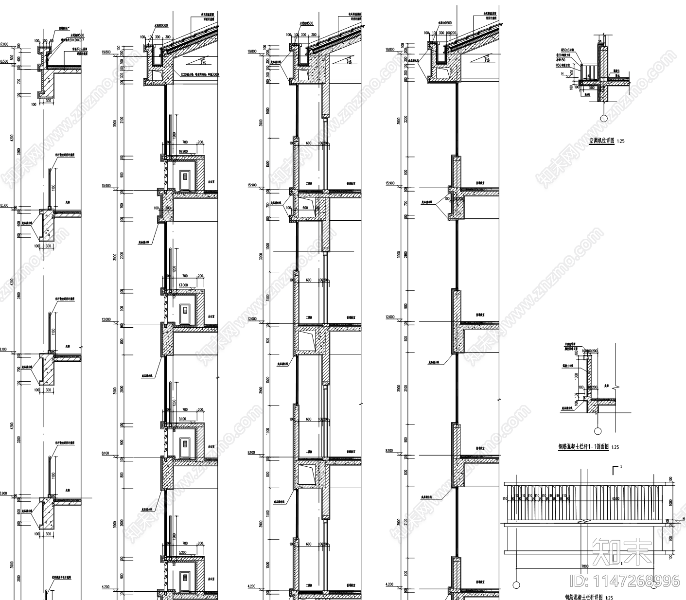 5层15000平现代中学教学楼建筑cad施工图下载【ID:1147268996】