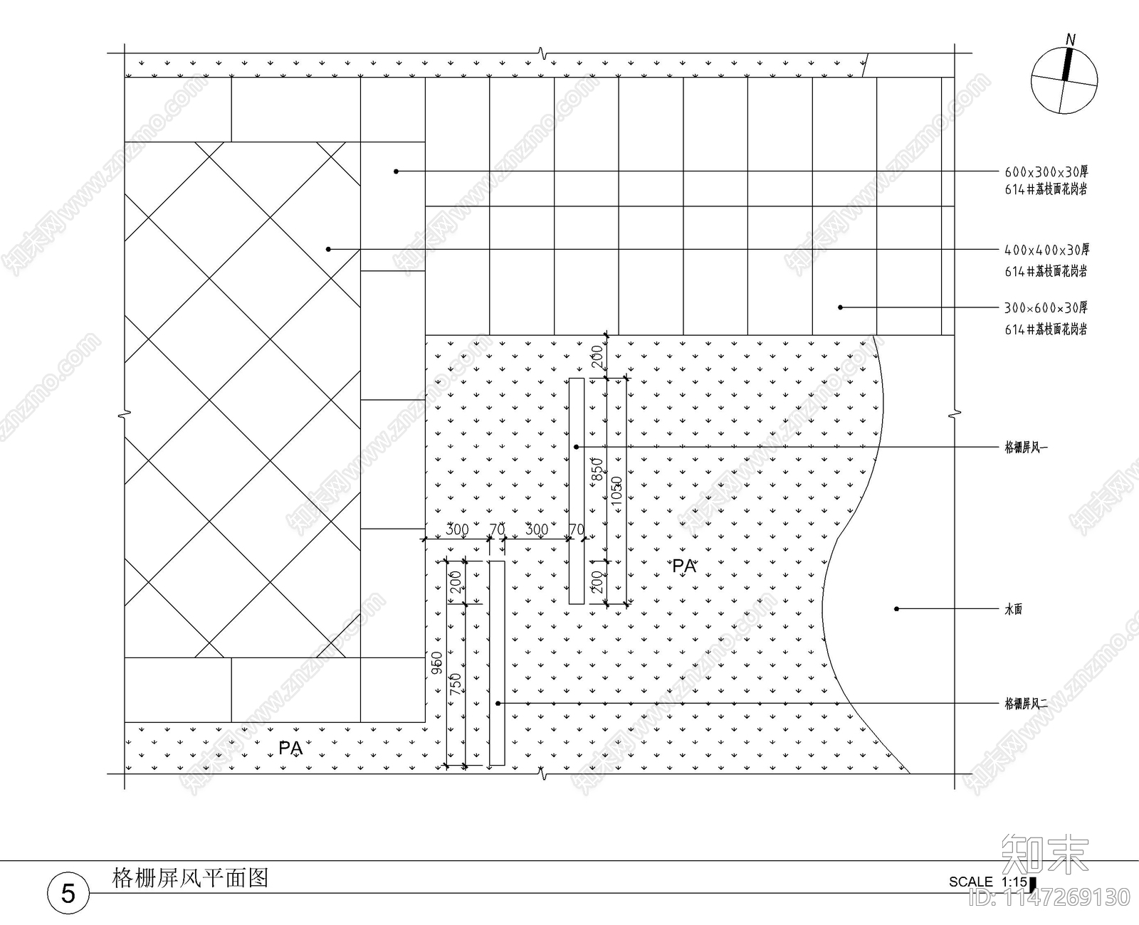 格栅屏风详图cad施工图下载【ID:1147269130】