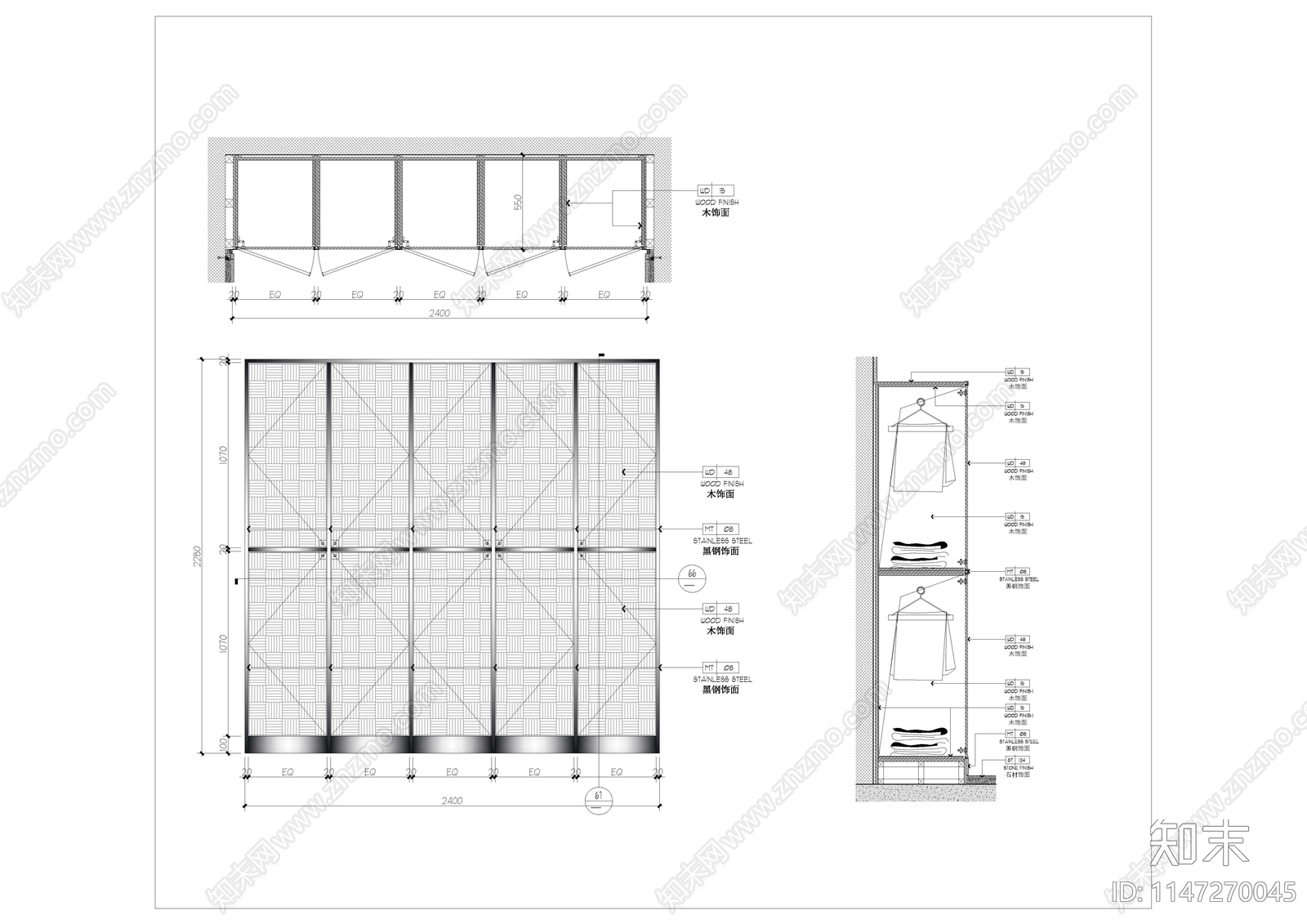 衣柜节点cad施工图下载【ID:1147270045】