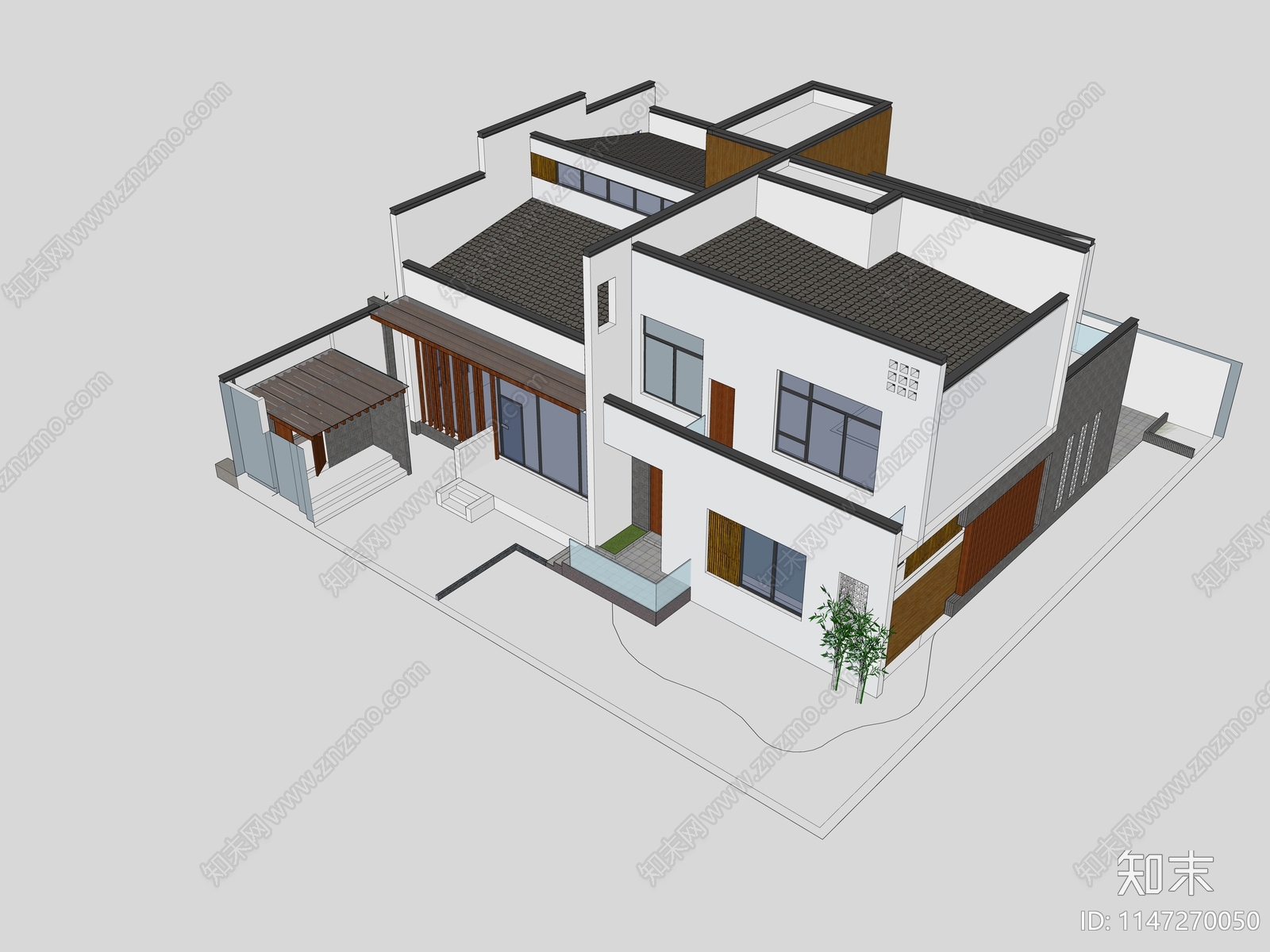 现代别墅建筑SU模型下载【ID:1147270050】