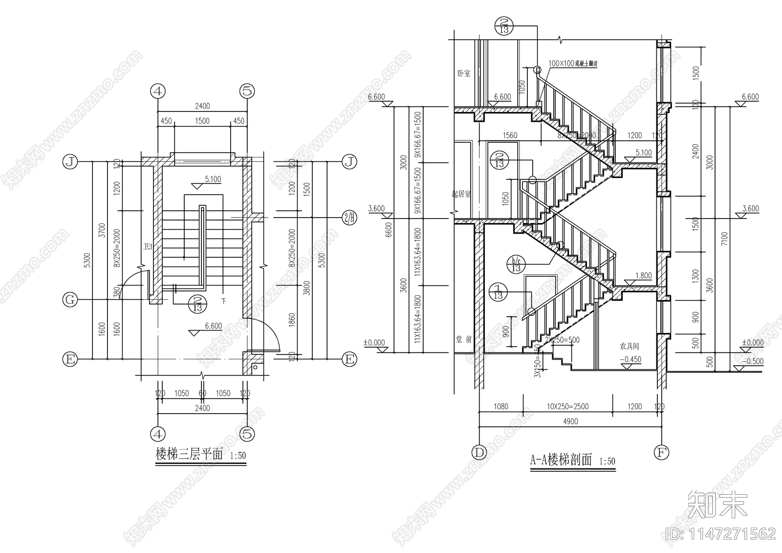 现代自建别墅建筑设计cad施工图下载【ID:1147271562】