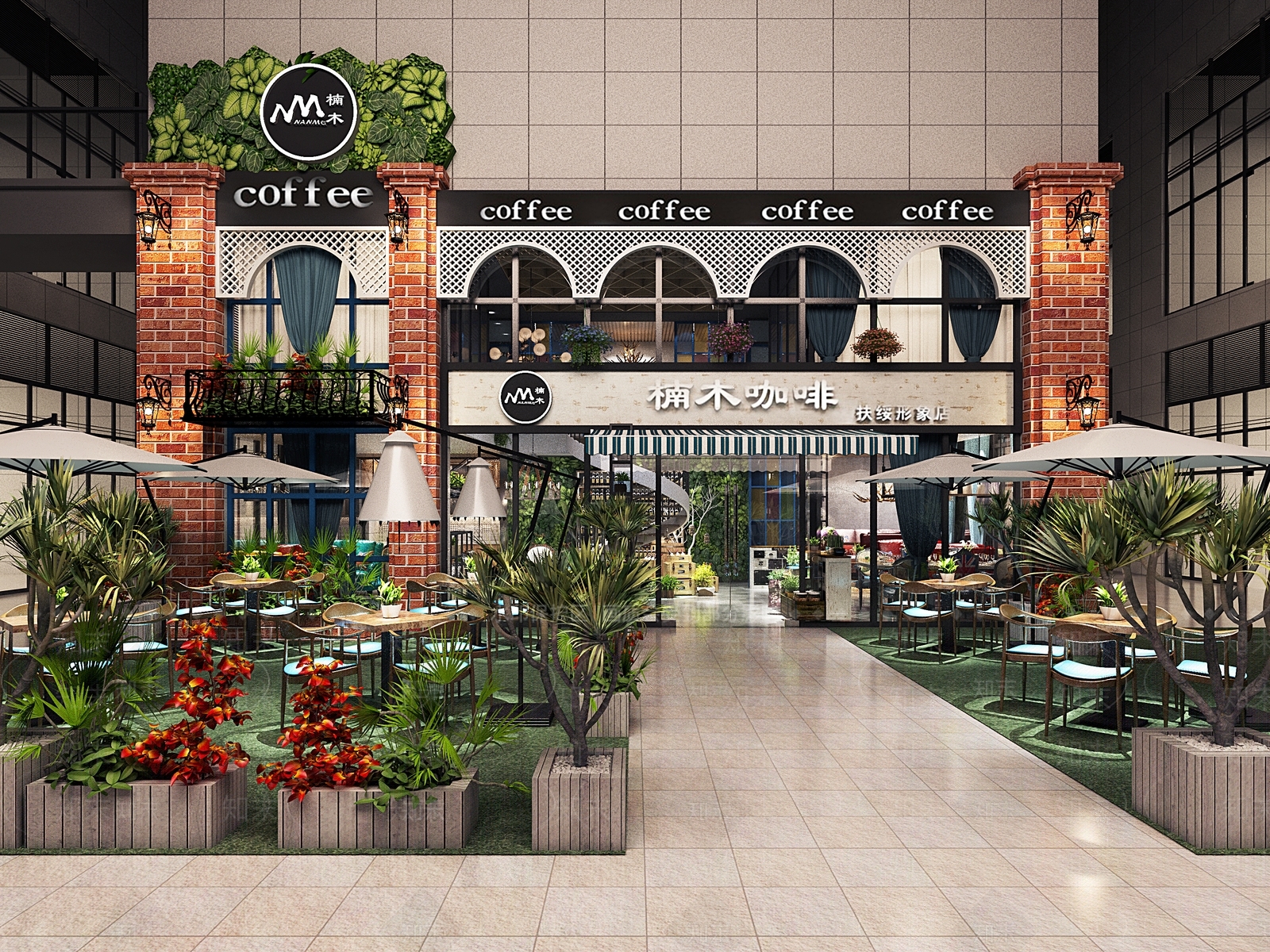 美式咖啡店外门头3D模型下载【ID:1147271859】