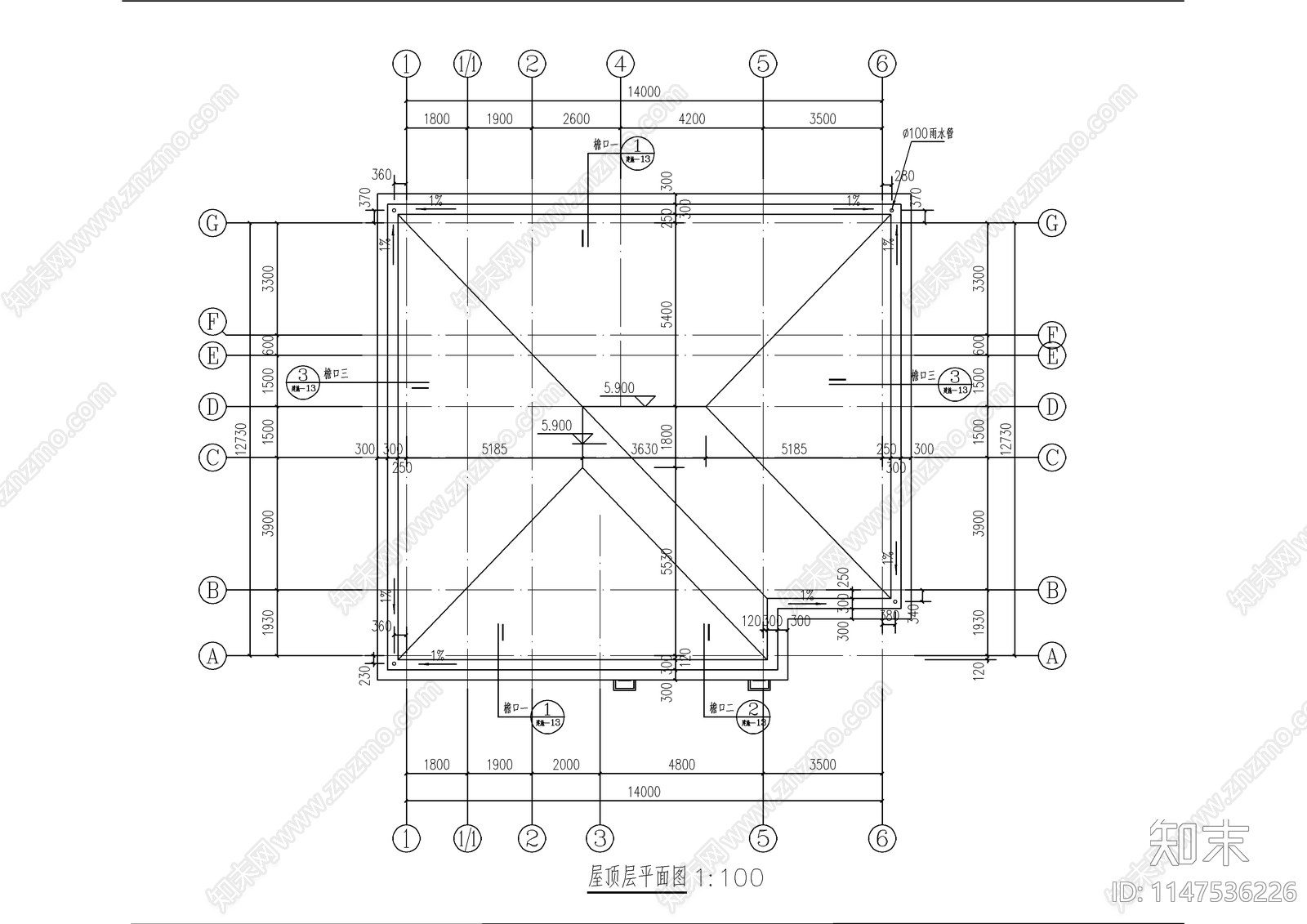 新中式单层别墅自建房建筑cad施工图下载【ID:1147536226】