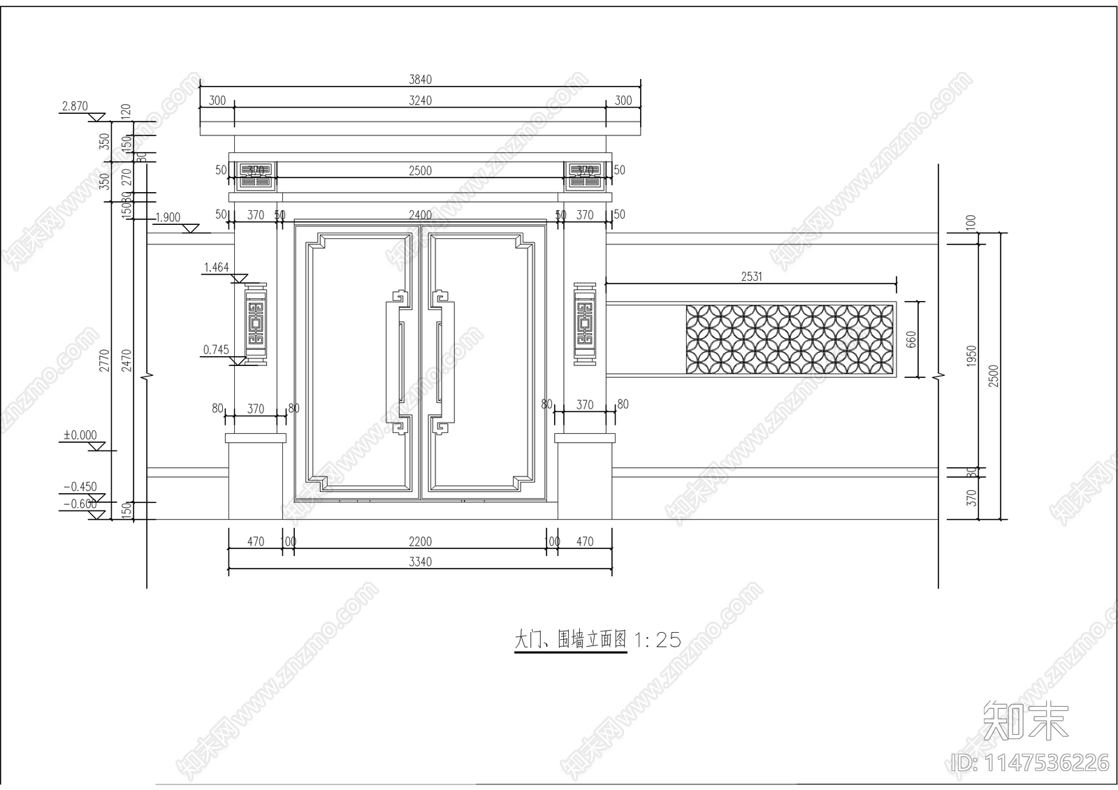 新中式单层别墅自建房建筑cad施工图下载【ID:1147536226】