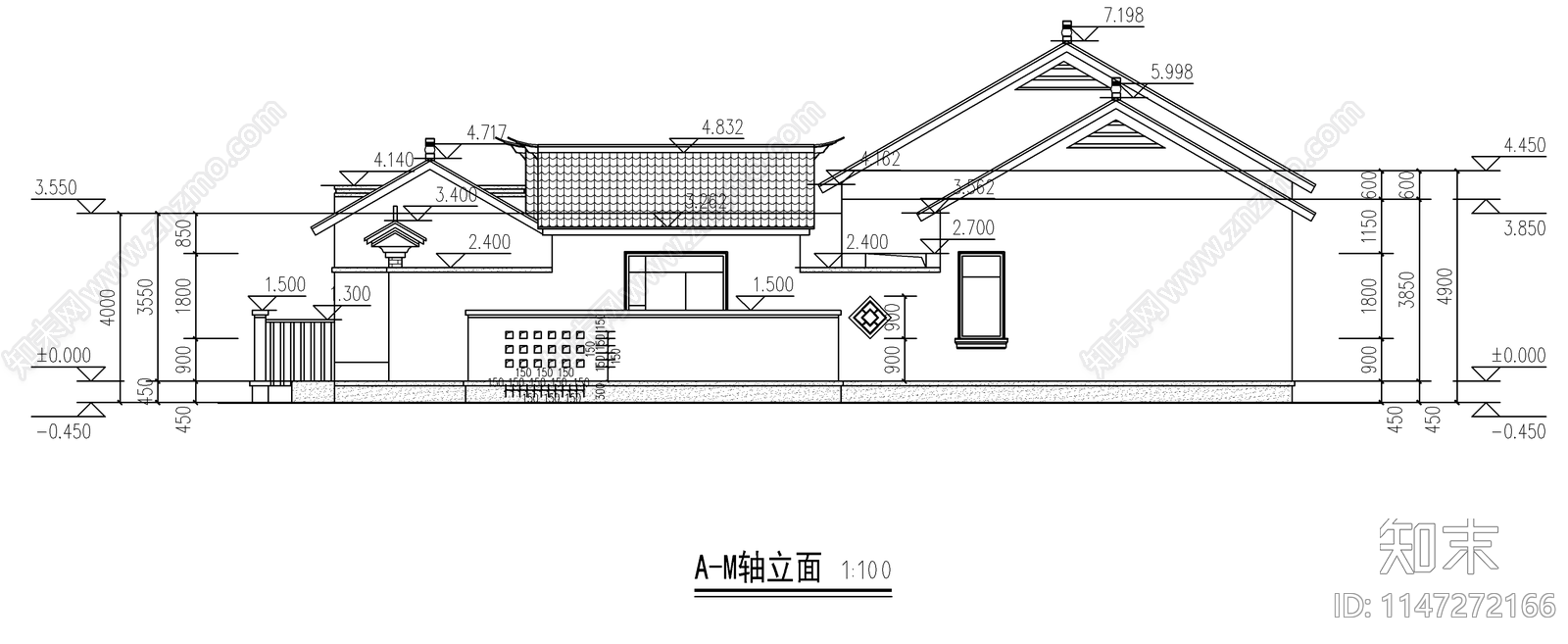 新中式一层自建房建筑施工图下载【ID:1147272166】