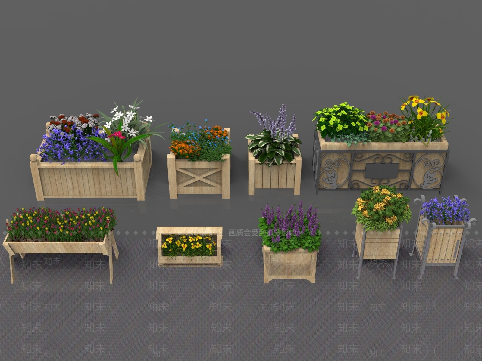 新中式花箱花钵3D模型下载【ID:1147274428】