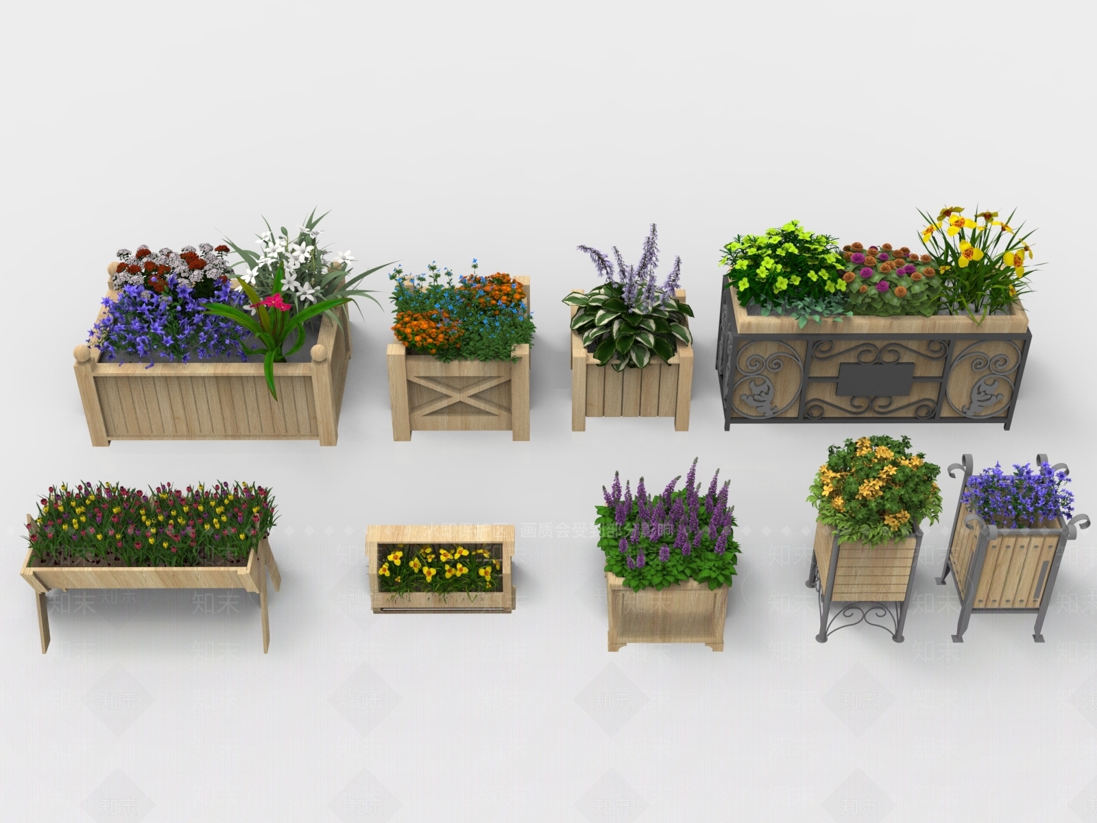 新中式花箱花钵3D模型下载【ID:1147274428】