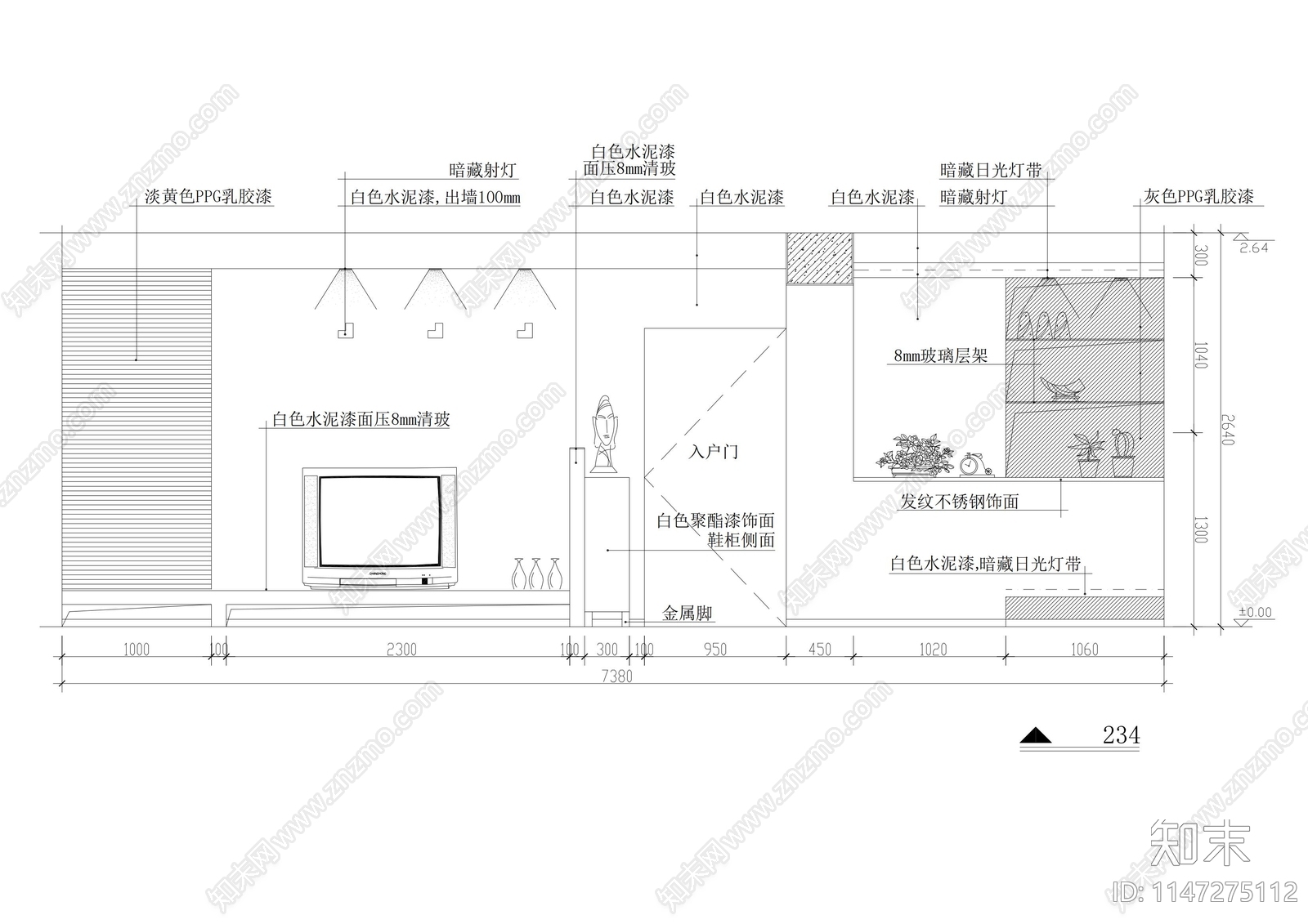 多种客厅电视背景造型墙详图cad施工图下载【ID:1147275112】