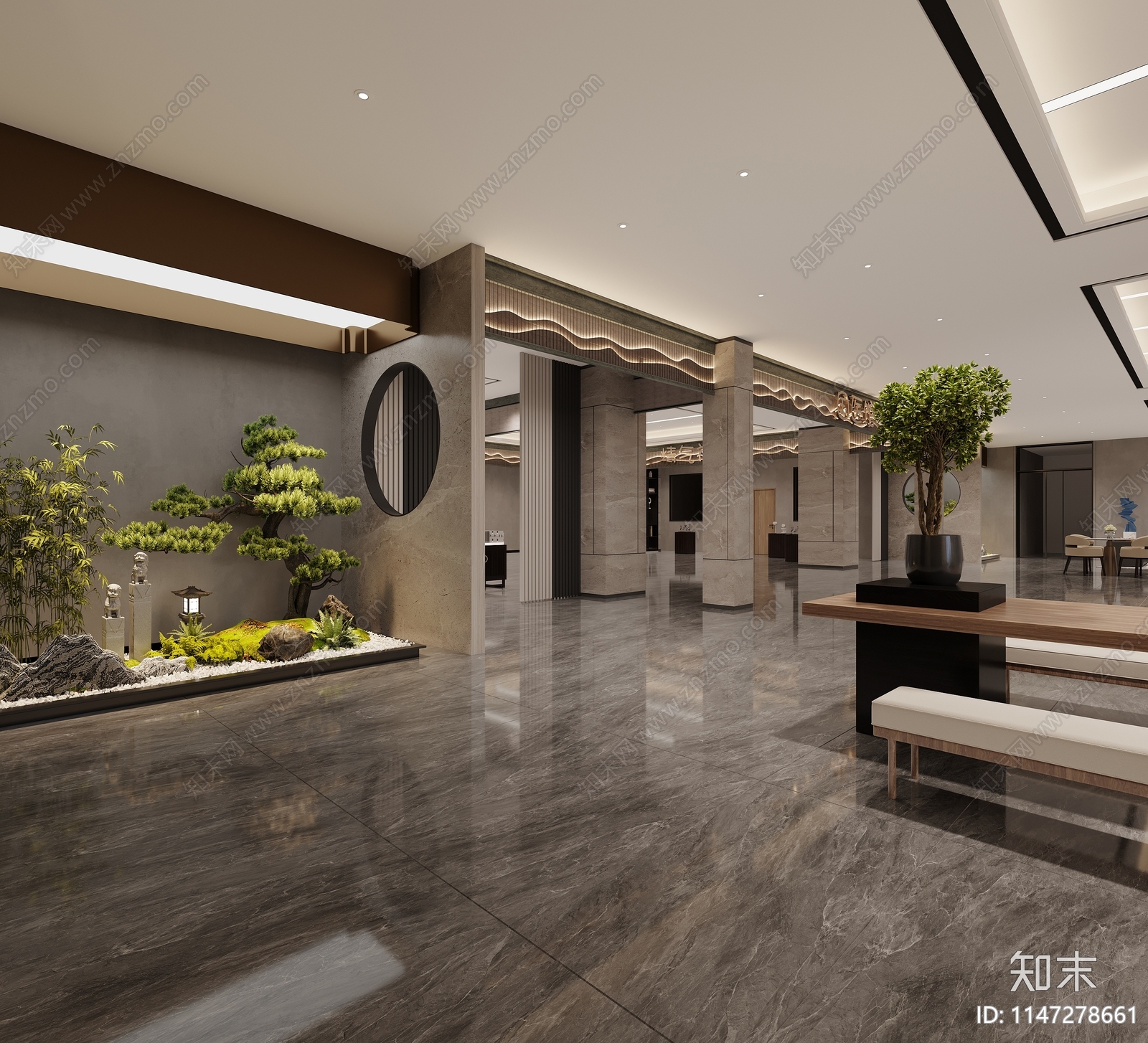 现代酒店大厅3D模型下载【ID:1147278661】