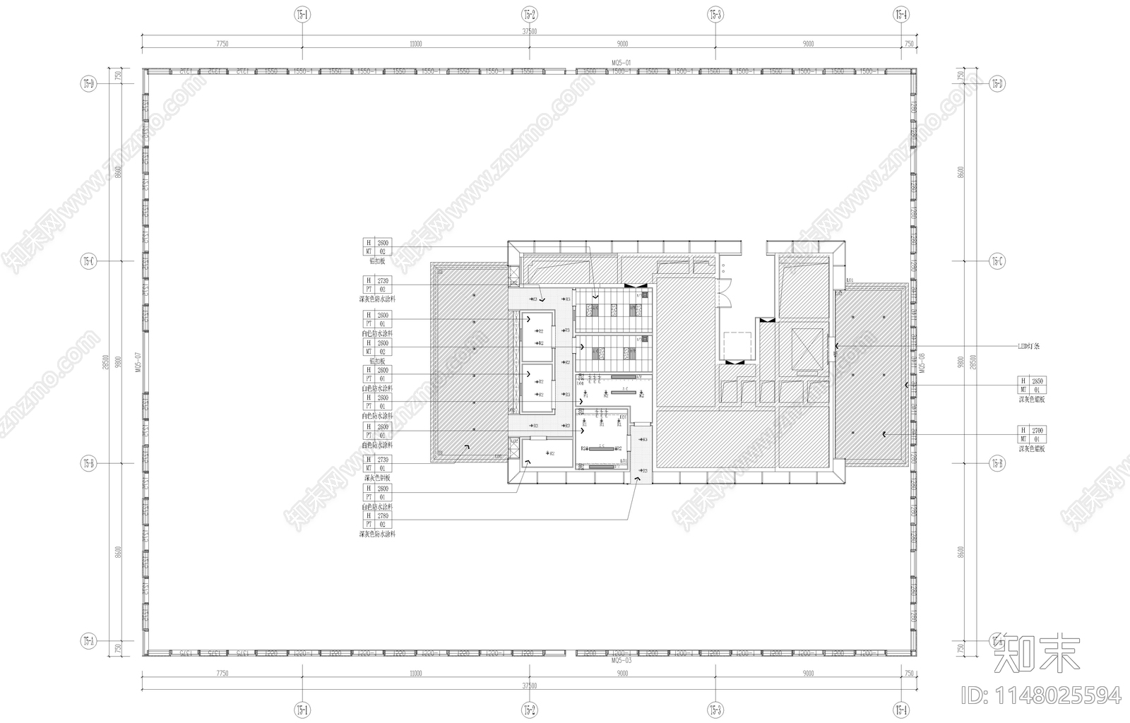 露台餐厅屋顶花园景观cad施工图下载【ID:1148025594】