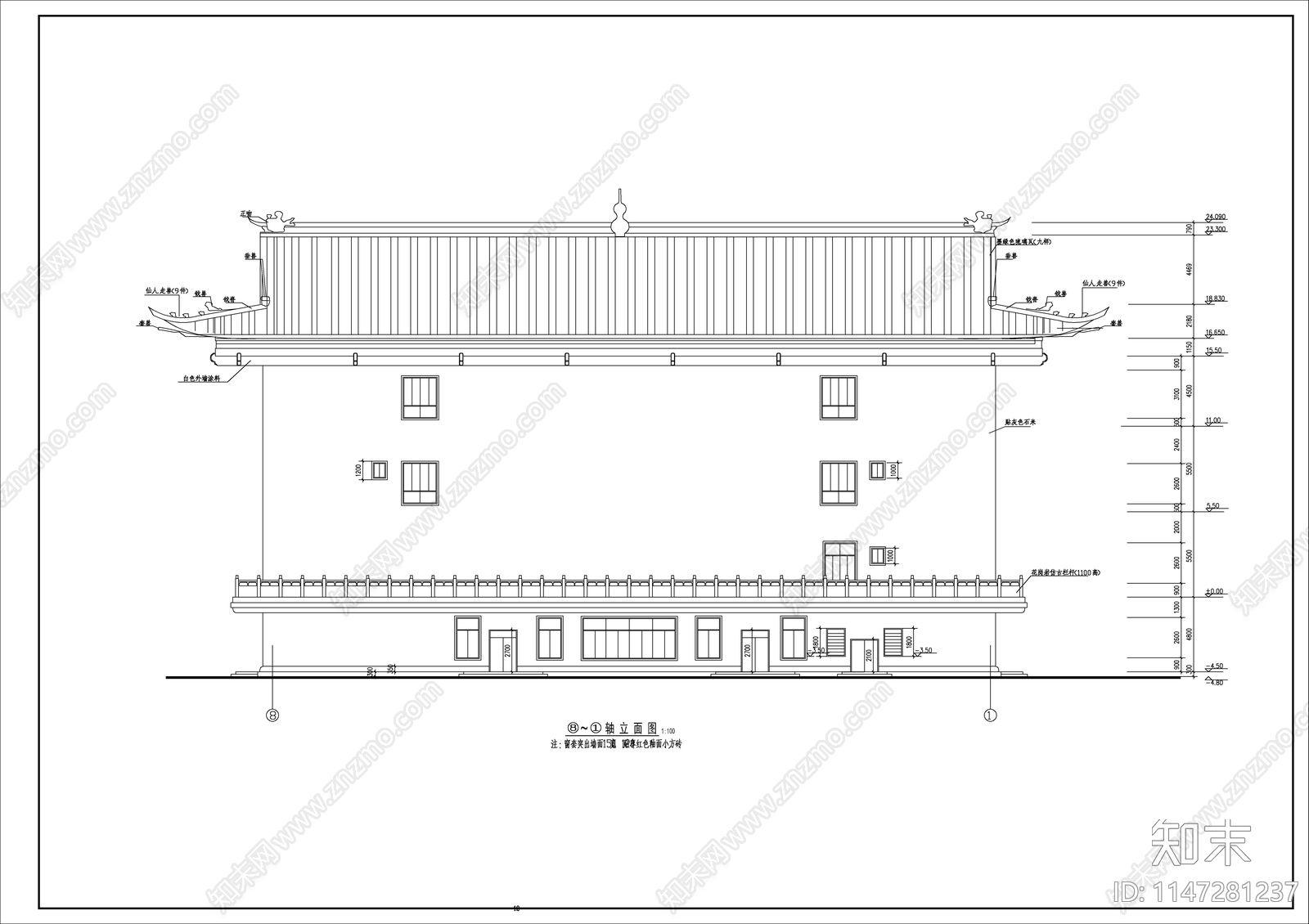 静音寺建筑cad施工图下载【ID:1147281237】