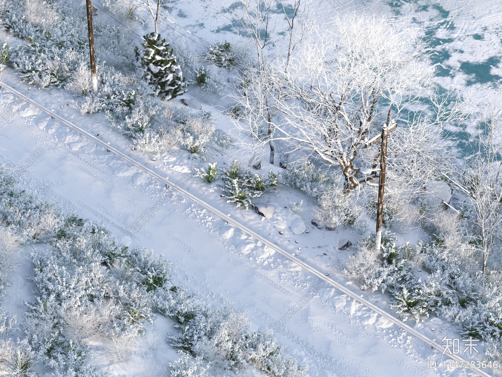 雪景道路水面3D模型下载【ID:1147283646】