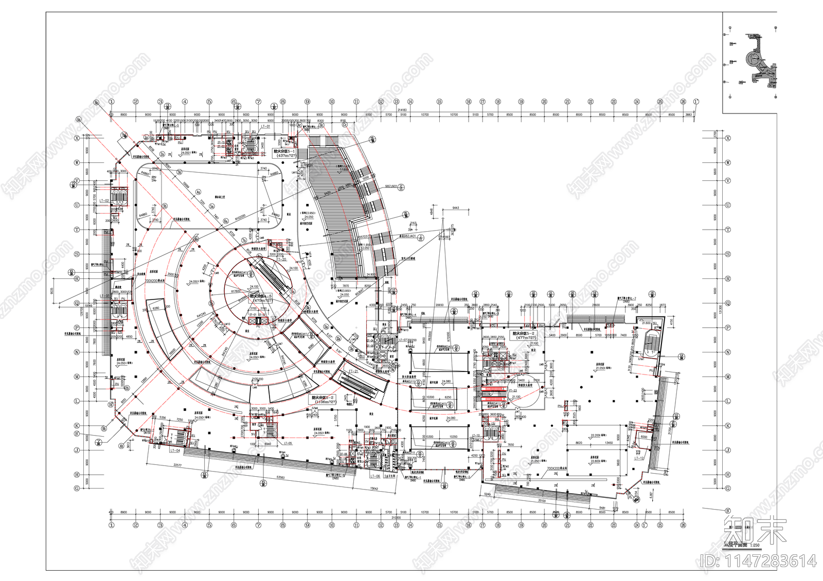 深圳海岸城购物中心建筑cad施工图下载【ID:1147283614】