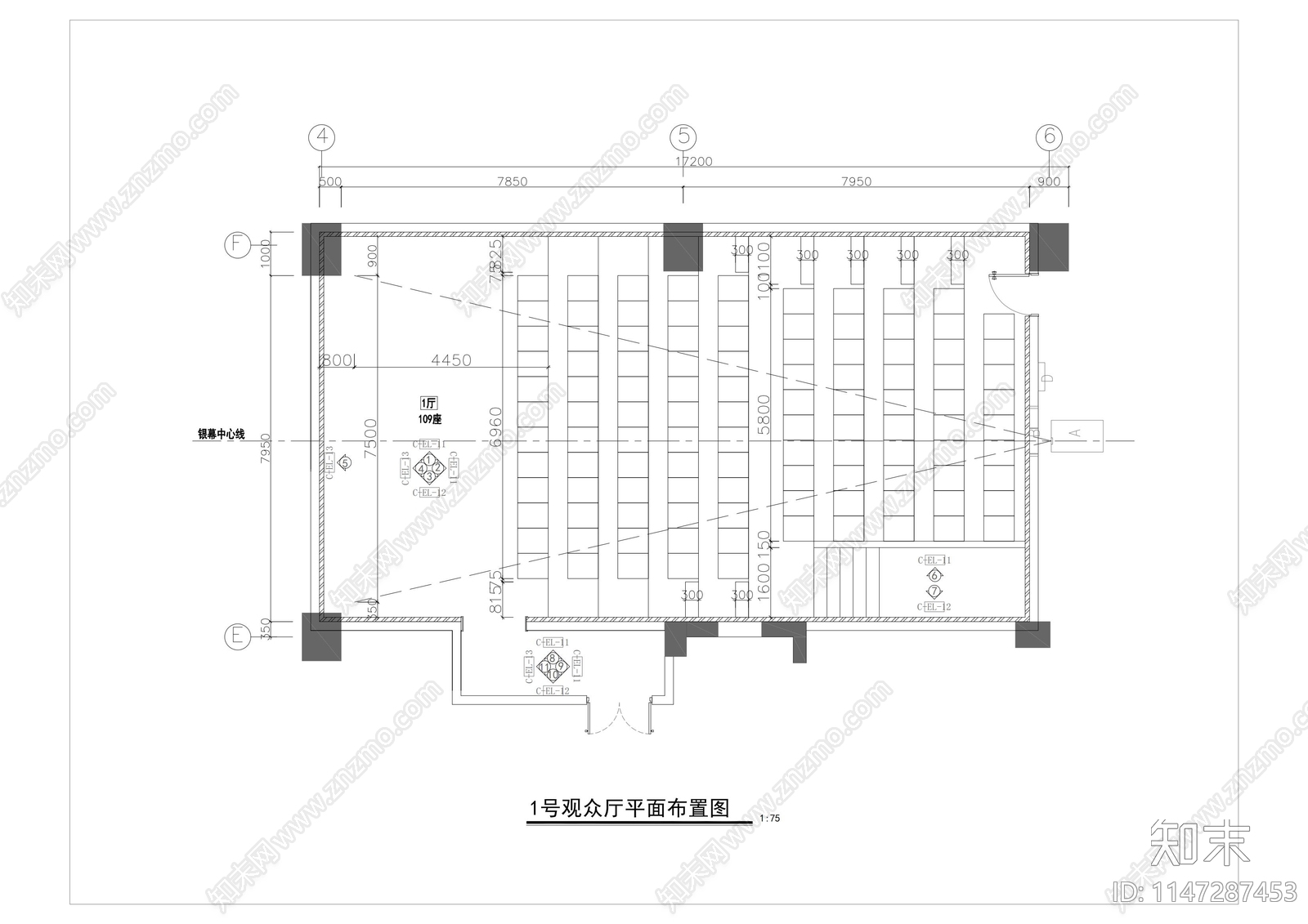 4套电影院观影厅施工图下载【ID:1147287453】