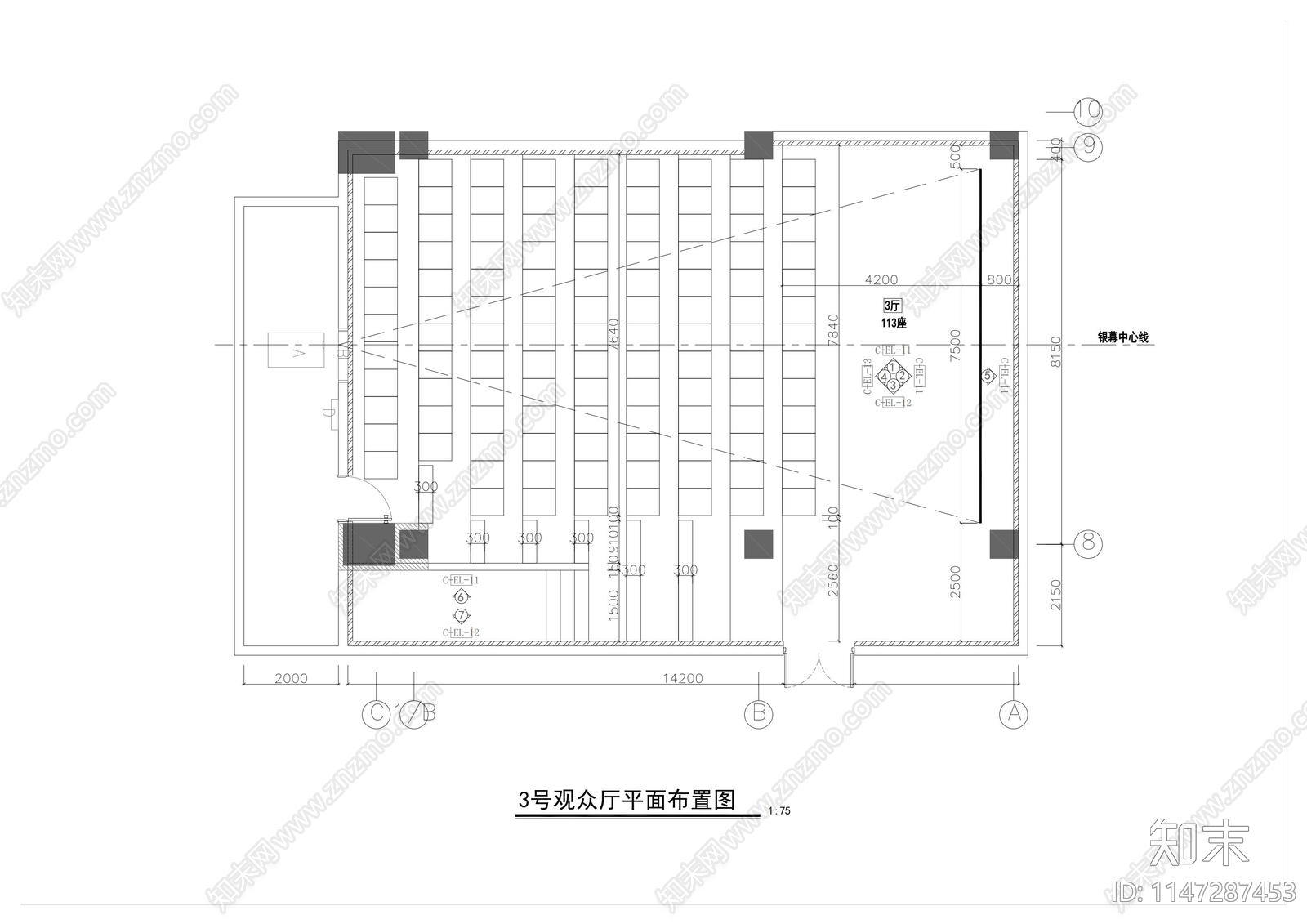 4套电影院观影厅施工图下载【ID:1147287453】