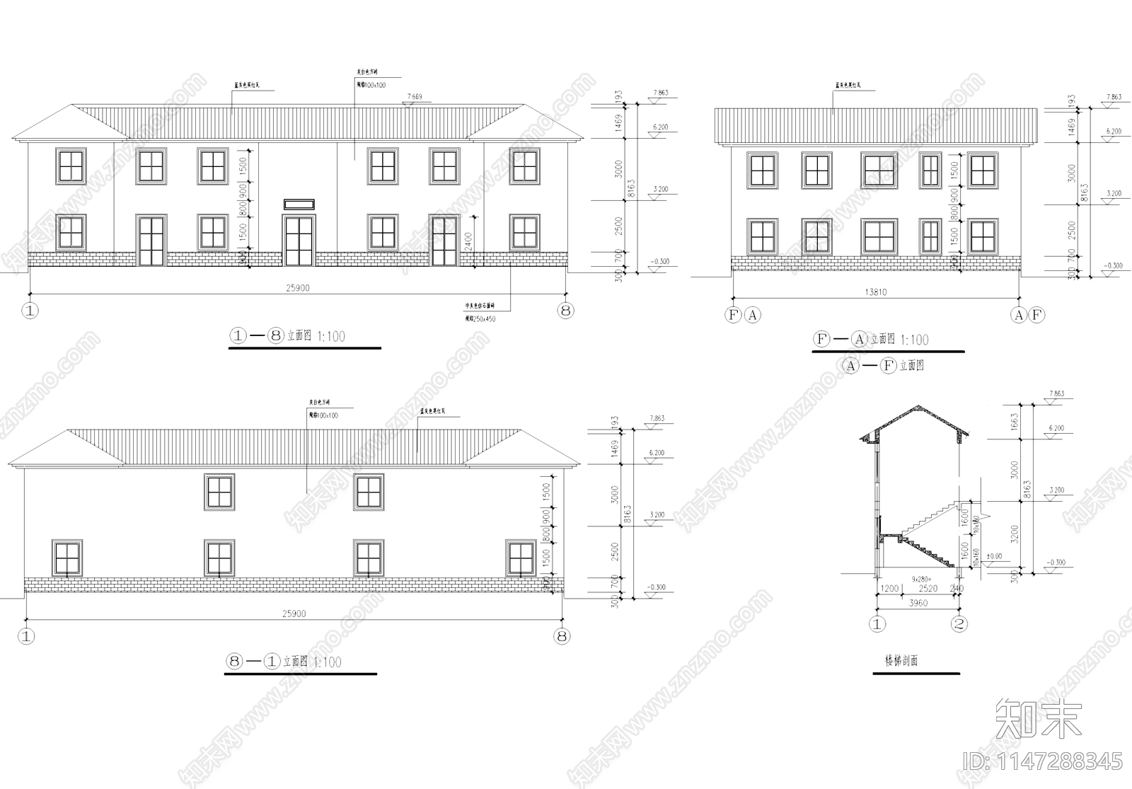 广东客家二层乡村民居住宅建筑施工图下载【ID:1147288345】
