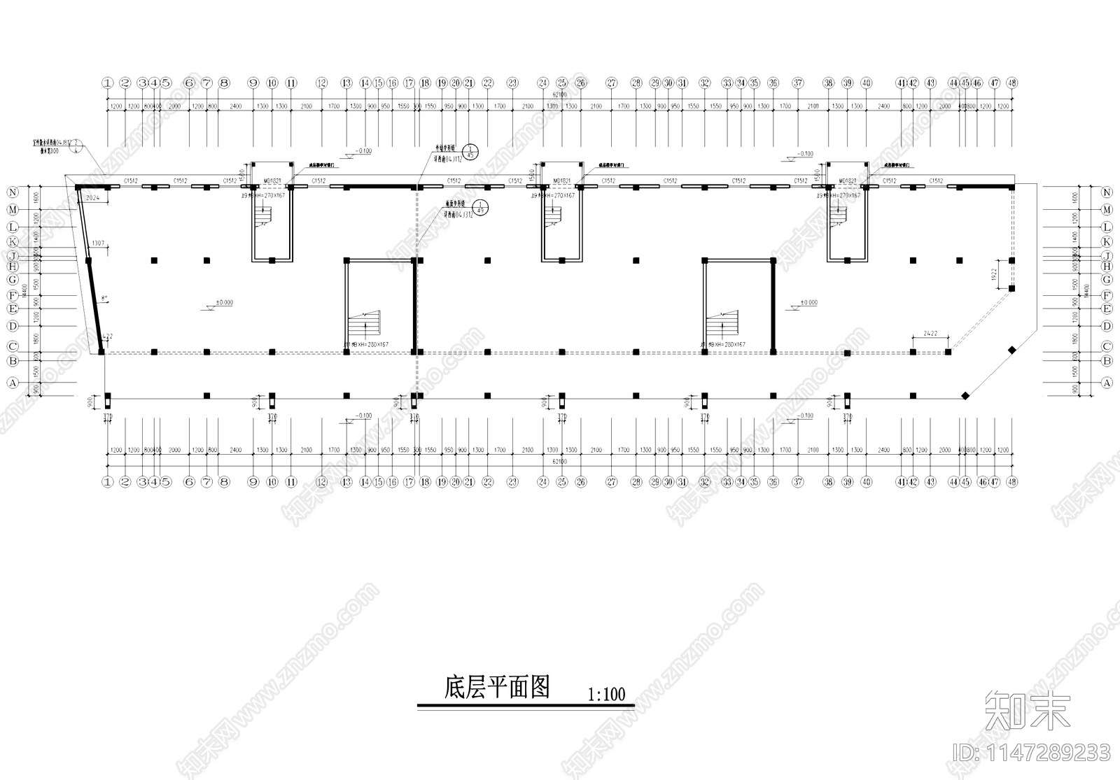 多层底商民居住宅楼建筑cad施工图下载【ID:1147289233】